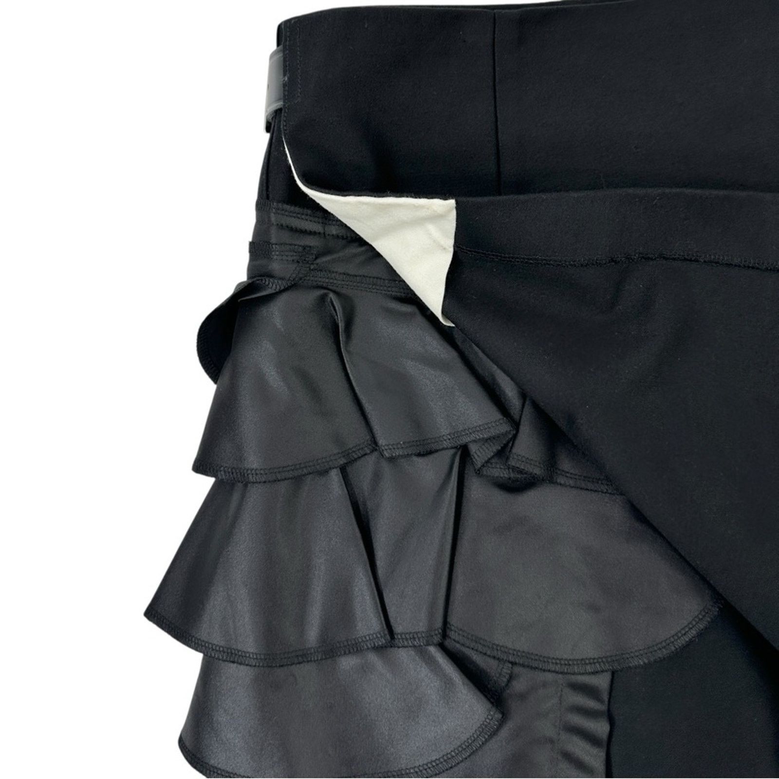 Comme des Garcons RARE FW 2010 Black Wrap Front Belted Layered Mini Skirt Size 33" - 4 Thumbnail