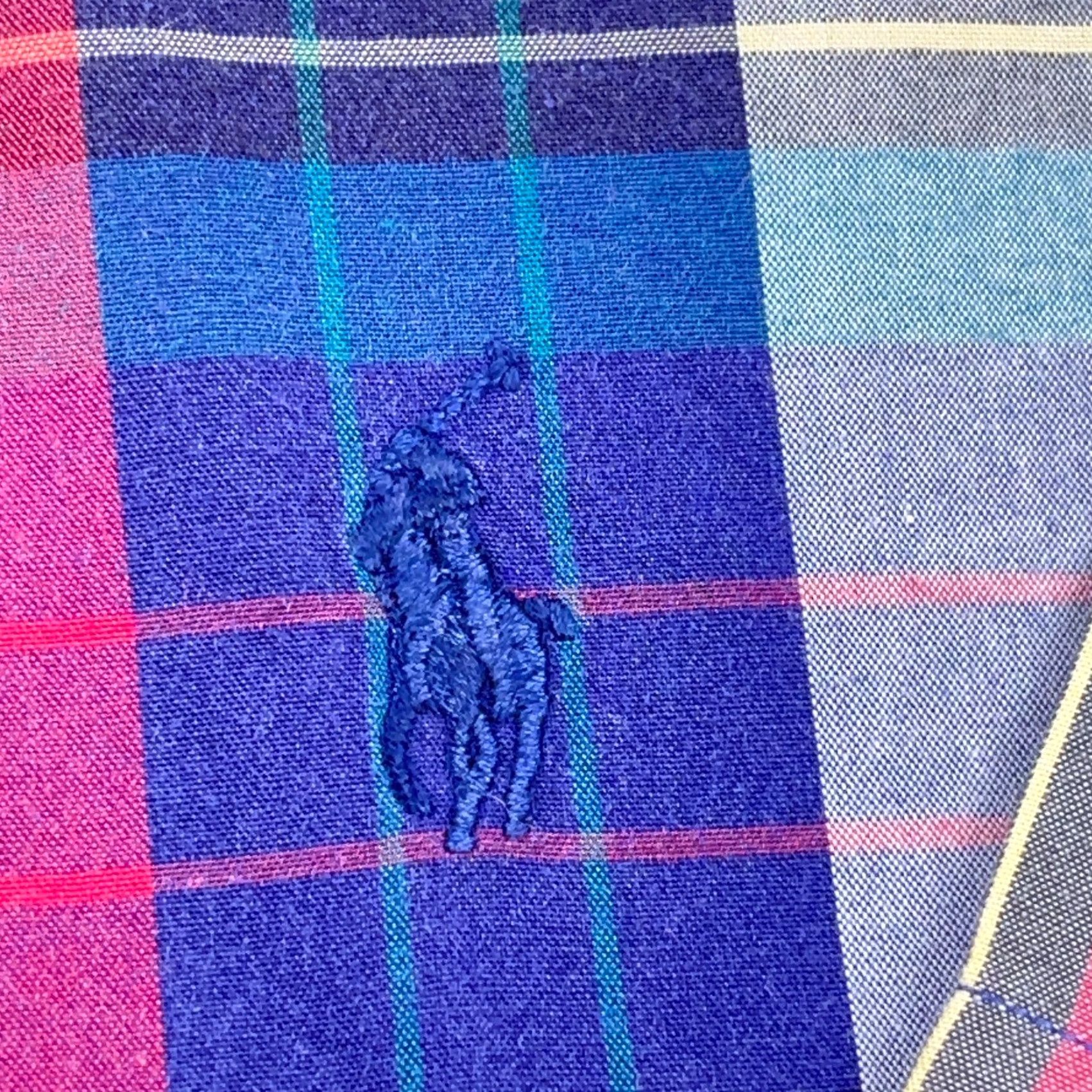Ralph Lauren VINTAGE Ralph Lauren Shirt Men Large Blue Button Up Madras Plaid Camp India Vintage Size US L / EU 52-54 / 3 - 6 Thumbnail