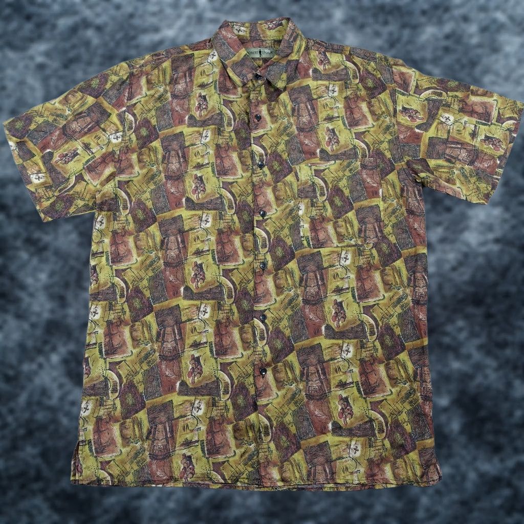 Vintage VINTAGE Robert Stock Shirt Mens M Brown Silk Button Up Short Sleeve Size US M / EU 48-50 / 2 - 1 Thumbnail