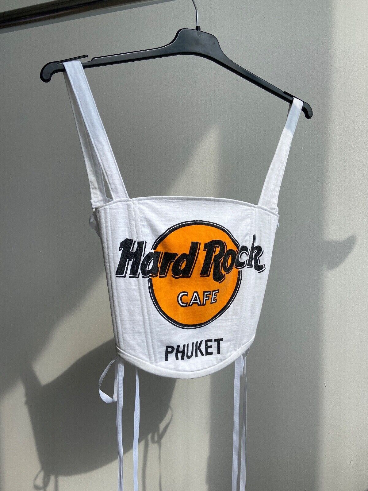Handmade Handmade Hard Rock Cafe White Women's Tank Crop Top Corset Size S / US 4 / IT 40 - 1 Thumbnail
