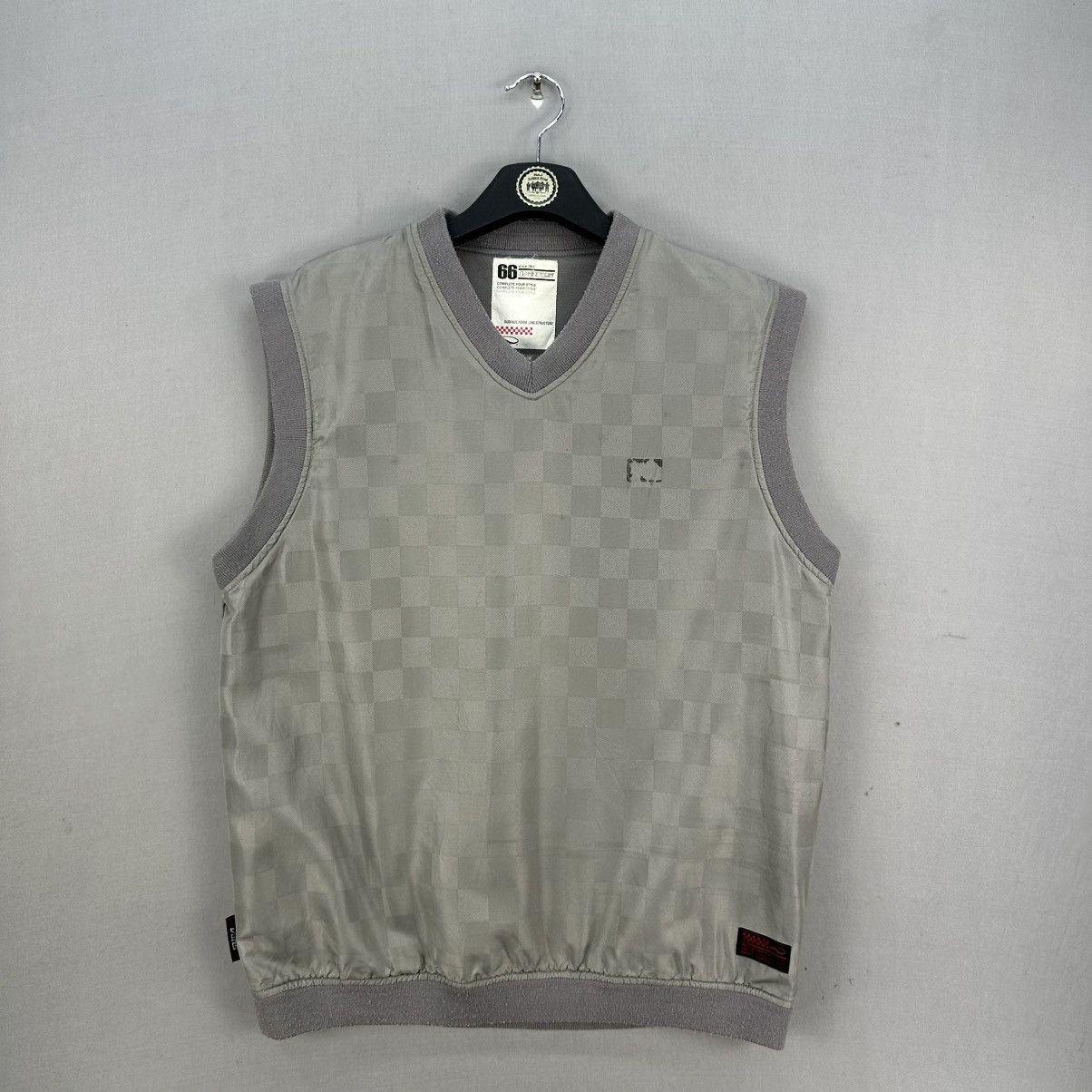 Vintage Vans Grey Checkeboard Pullover V-Neck Vest