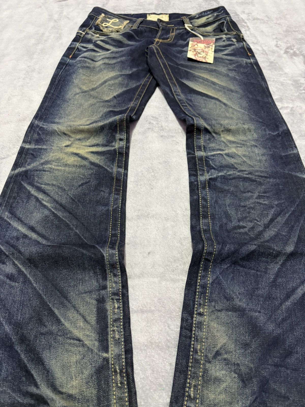 If Six Was Nine Lolita By Concert Club Shadow Mud Wash Claw Flared Jeans Size US 30 / EU 46 - 5 Thumbnail