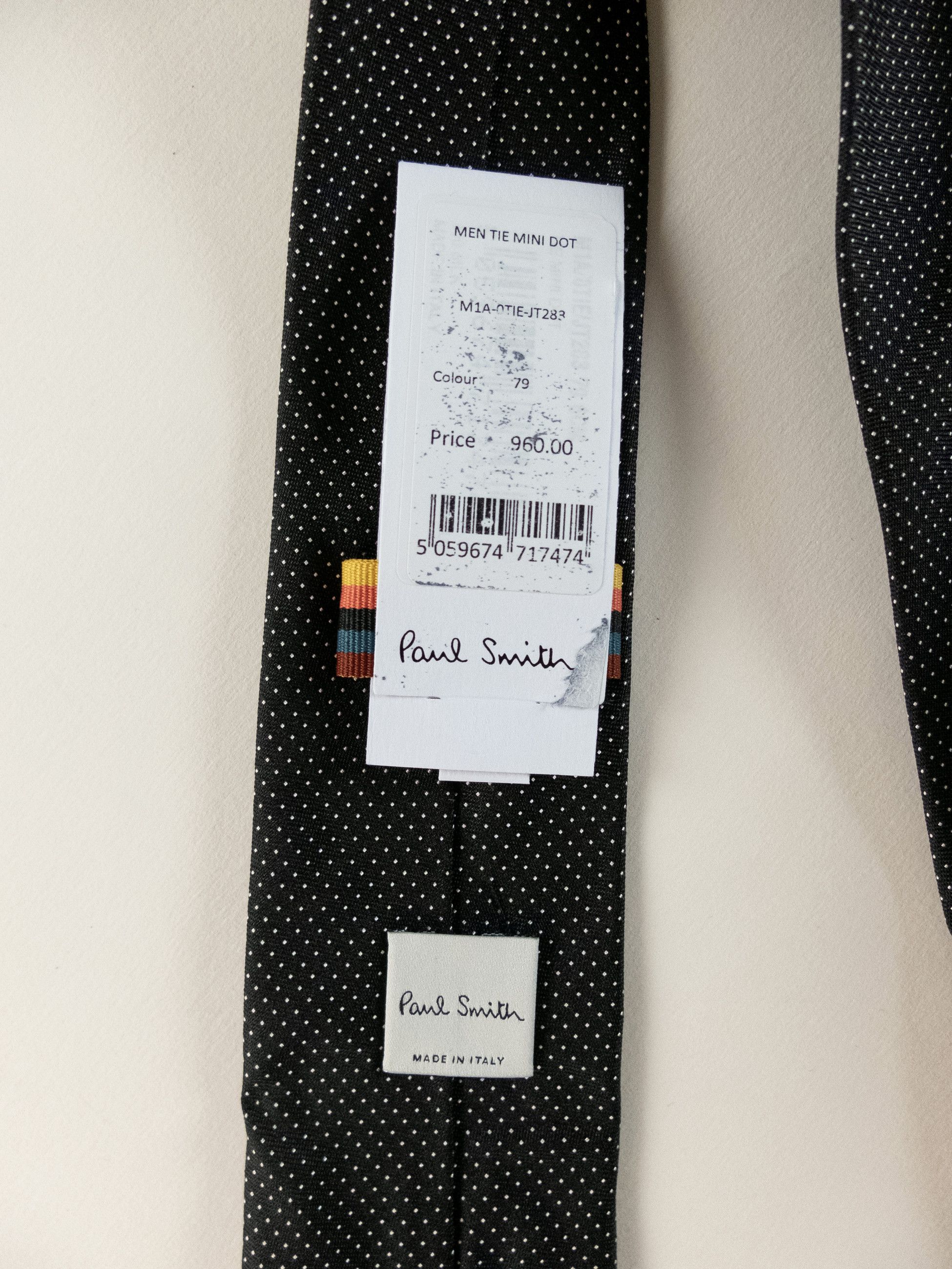 Paul Smith PAUL SMITH black polka dots motif skinny silk tie authentic Size ONE SIZE - 3 Thumbnail
