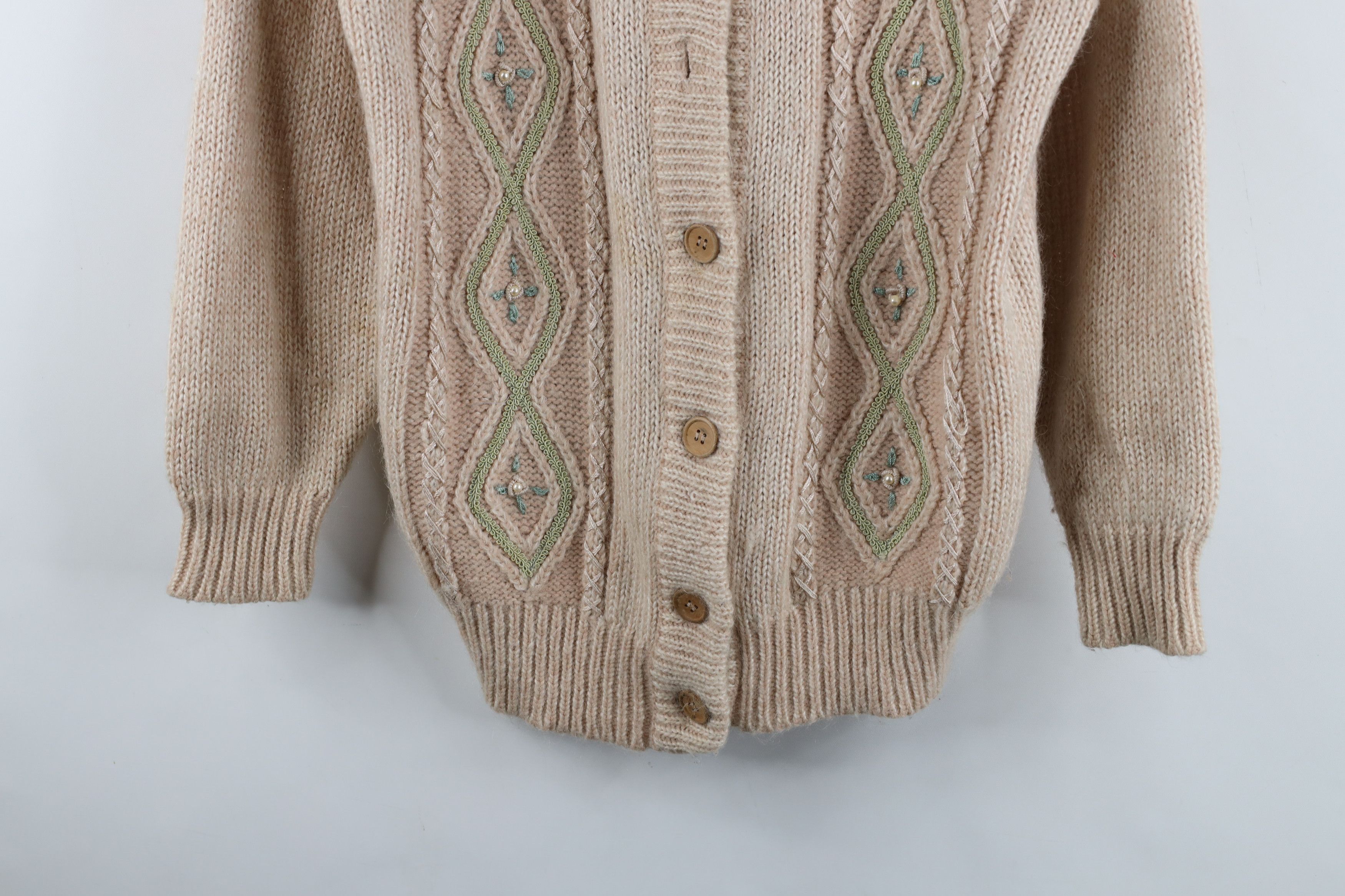 Vintage Vintage 90s Streetwear Blend Flower Knit Cardigan Sweater Size L / US 10 / IT 46 - 3 Thumbnail