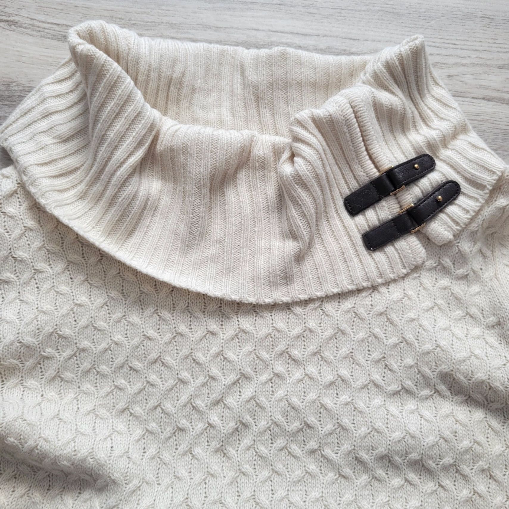 Vintage Sandra Darren Dress Beige Cable Knit Sweater Dress Turtle Neck Casual Sz L NWT Womens Size L / US 10 / IT 46 - 5 Thumbnail