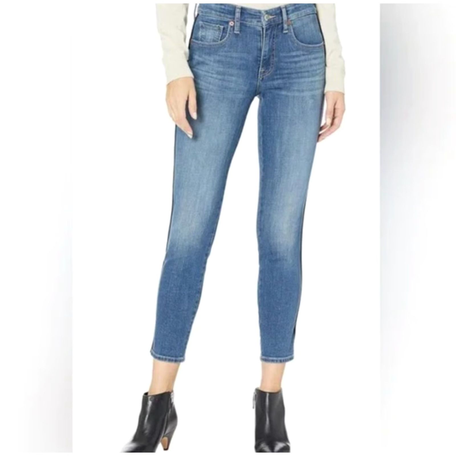 Lucky Brand Lucky Brand Jeans Womens Ava Medium Wash Midrise Crop Jeans-Size 29/8-29 Regular Blue Cotton Spandex Denim 5-Pocket Slim Vintage? No Size 29" - 2 Thumbnail