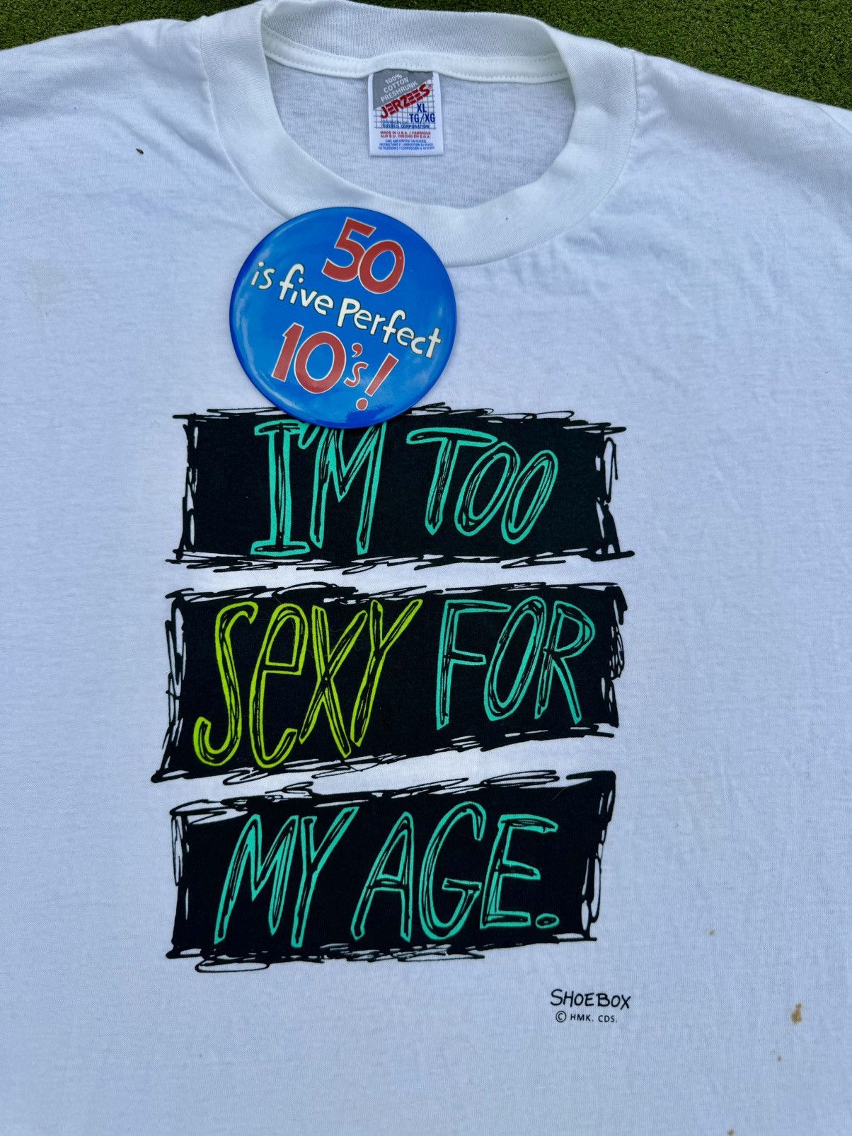 Jerzees × Vintage Vintage 50 Over The Hill Age 90’s Vintage Humor T-Shirt Size US XL / EU 56 / 4 - 3 Thumbnail