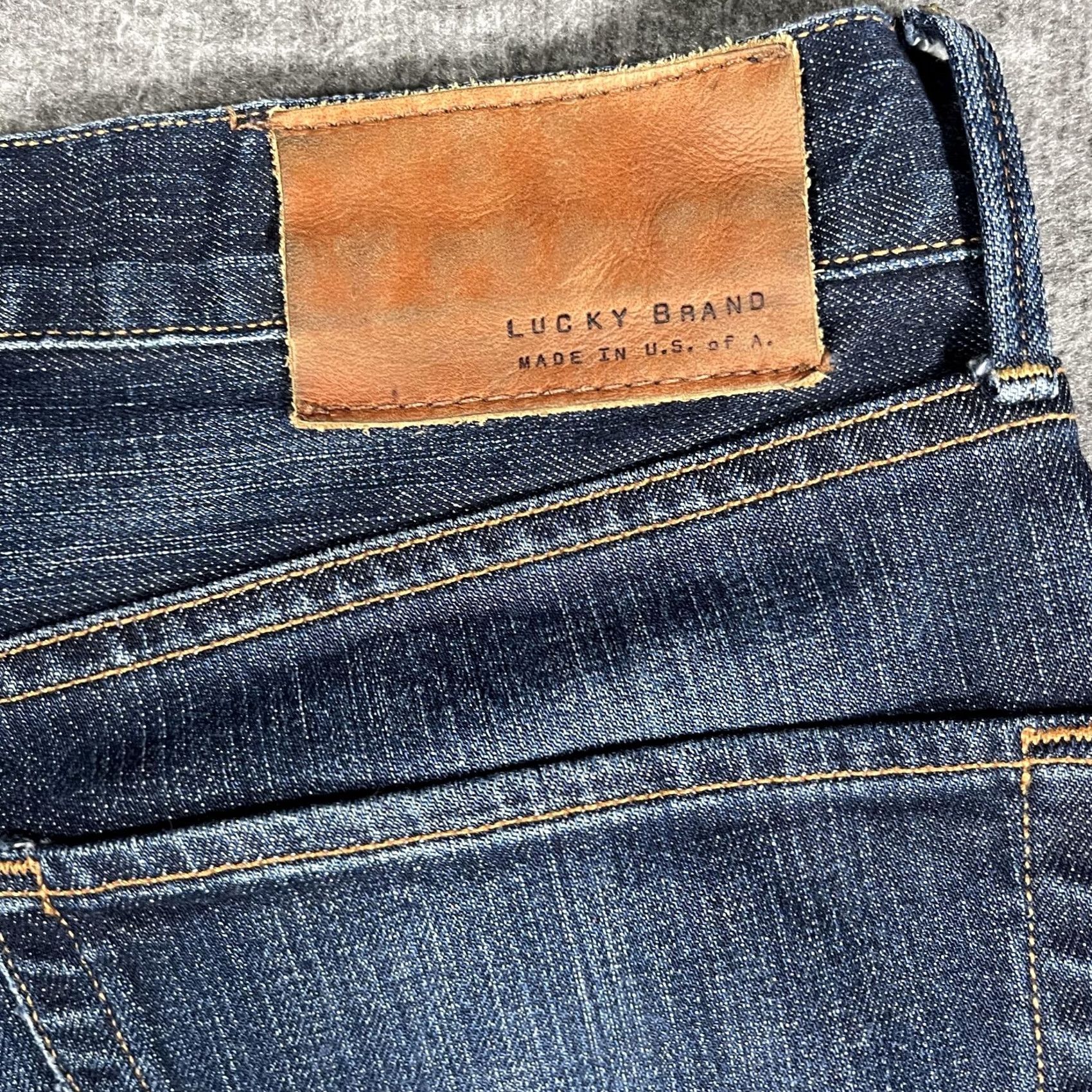Lucky Brand Lucky Brand 121 Heritage Slim Straight Jeans Mens 33x31 Blue Selvage Made USA Size US 33 - 5 Thumbnail