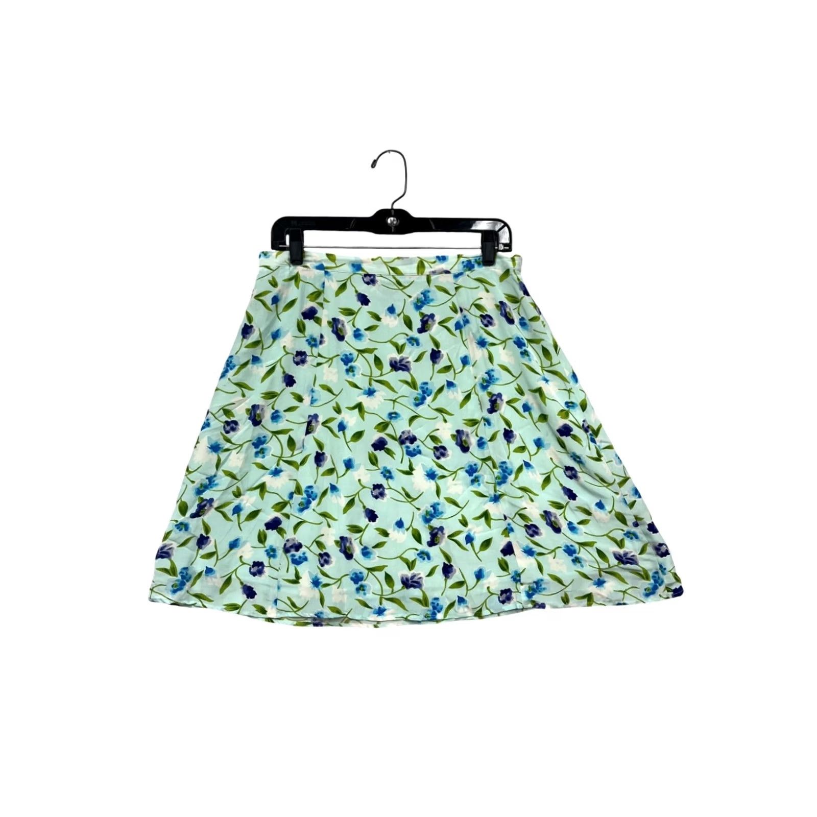 Vintage Sophisticates By Jonathan Martin Floral A-Line Skirt Womens M Midi Blue Nylon Silk Lined Pattern Floral Silk-Nylon Blend Size 32" / US 10 / IT 46 - 2 Thumbnail