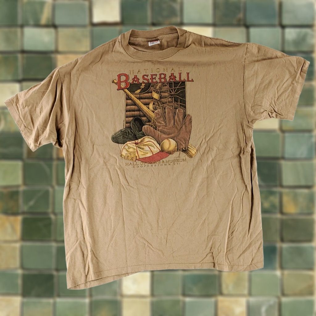Anvil VINTAGE Baseball Hall of Fame Cooperstown NY VTG 90s T Shirt Brown Mens XXL Size US XXL / EU 58 / 5 - 1 Thumbnail