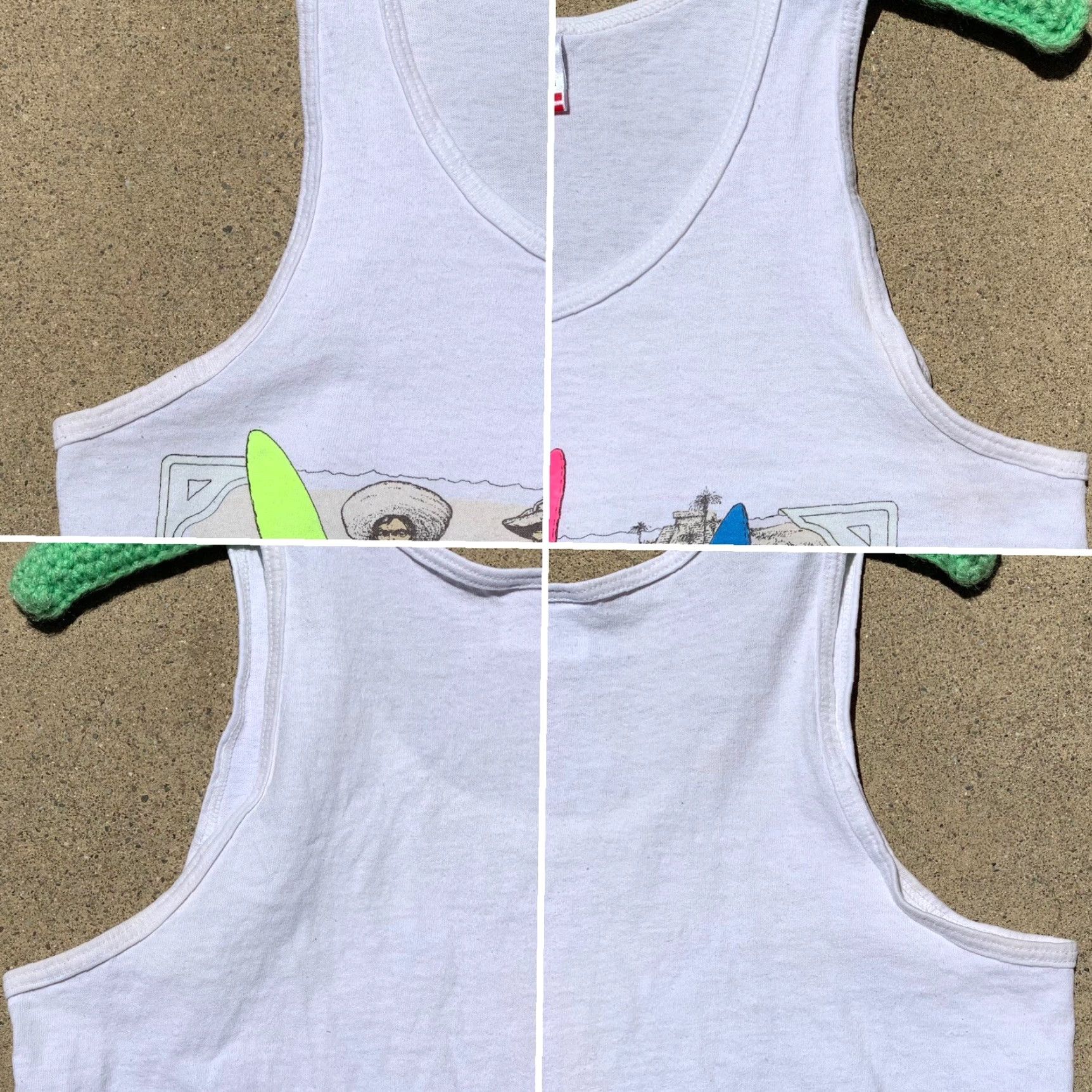 Fruit Of The Loom VINTAGE Fruit of the Loom T-Shirt Tank Top Mens S White Surf Beach Neon Graphics 90s Horse Surf Mexico Beach 80s 90s Size US S / EU 44-46 / 1 - 6 Thumbnail