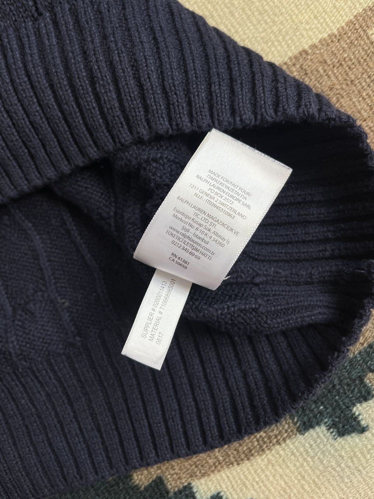 Polo Ralph Lauren Polo Ralph Lauren Men Navy Cable Knit Cotton Sweater Size US XL / EU 56 / 4 - 15 Thumbnail