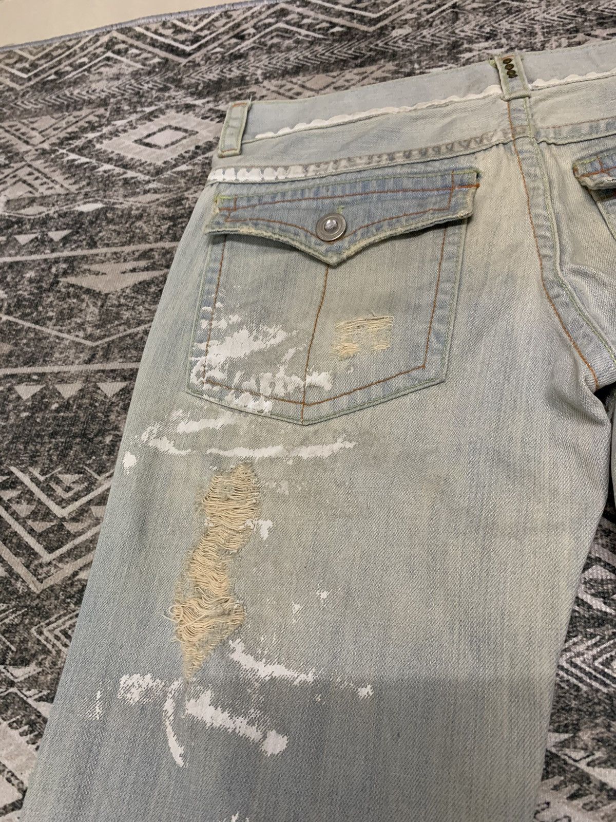 If Six Was Nine 🔥FLARE PANT🔥JAPANESE BRAND DISTRESSED&SPLASH PAINT DENIM Size US 32 / EU 48 - 20 Thumbnail