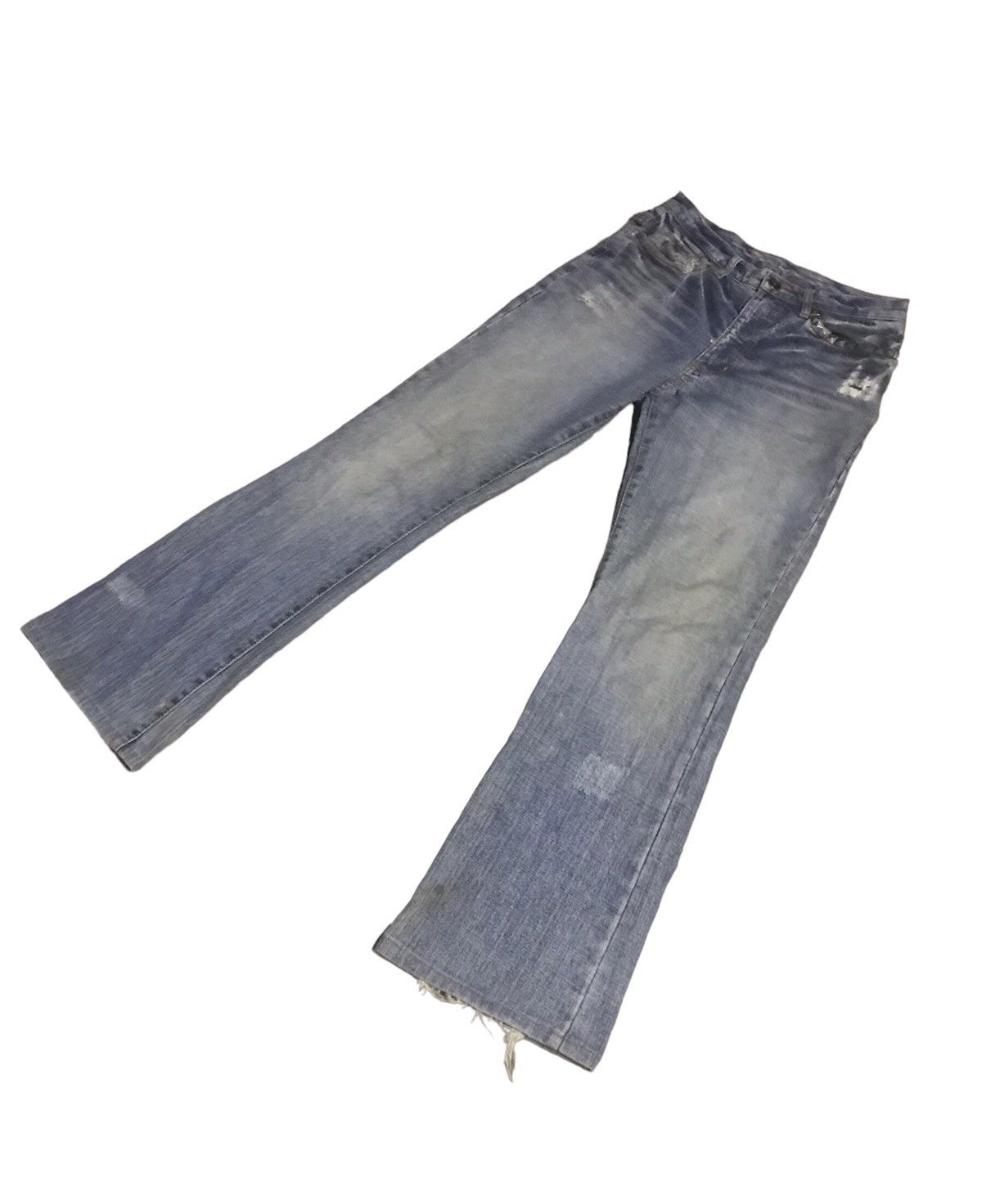 Distressed International Word Jean Flare Pant