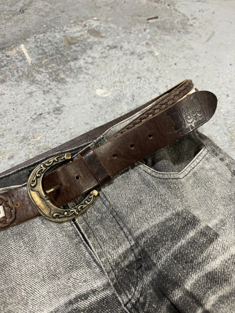 Designer × Dolce & Gabbana × Vintage 2000s Dolce & Gabbana Woven Leather Cow Pony Hair Belt Size ONE SIZE - 4 Thumbnail
