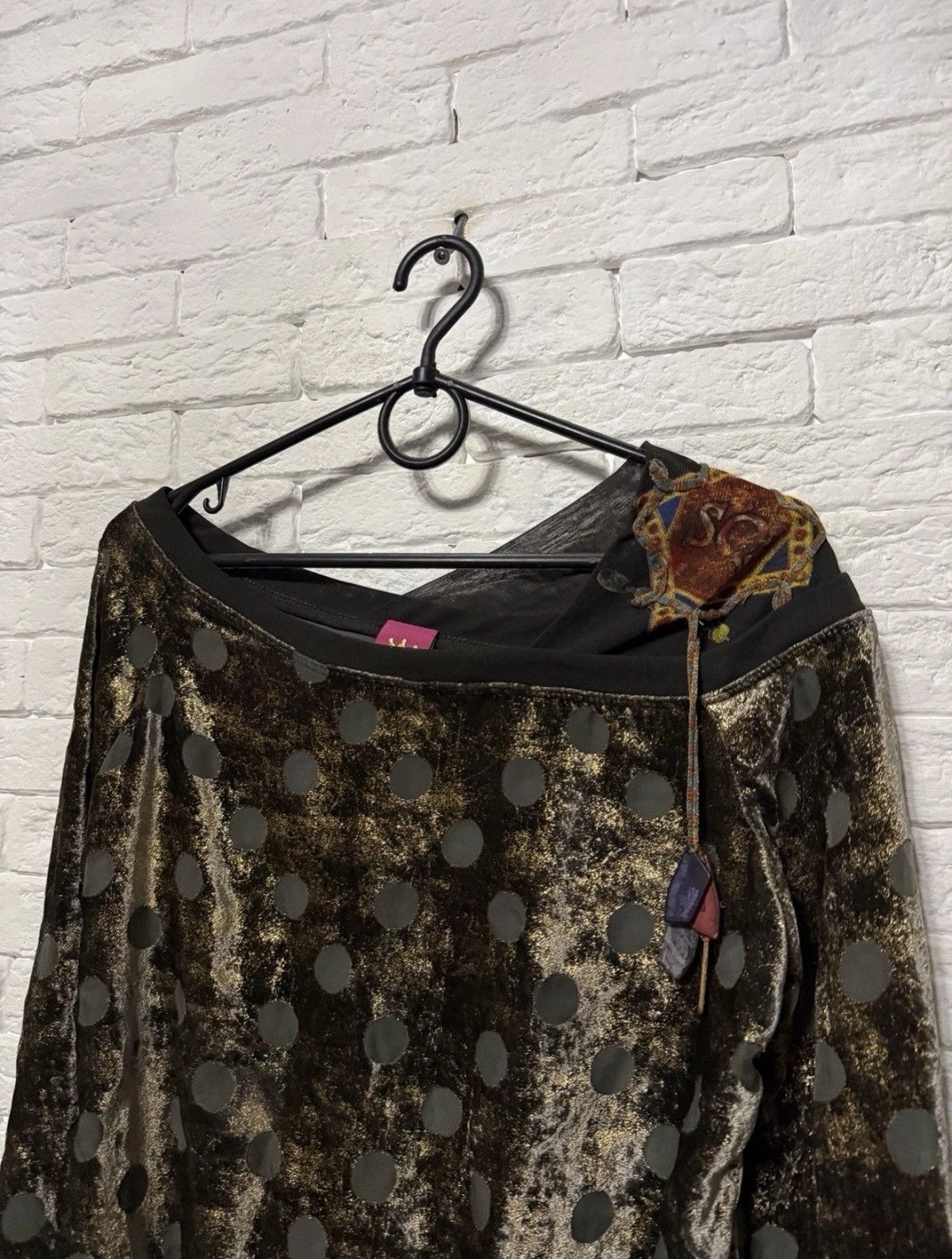 Other VTG Save The Queen Y2K Mesh Top Gold Metallic Polka Dot Size M / US 6-8 / IT 42-44 - 2 Thumbnail