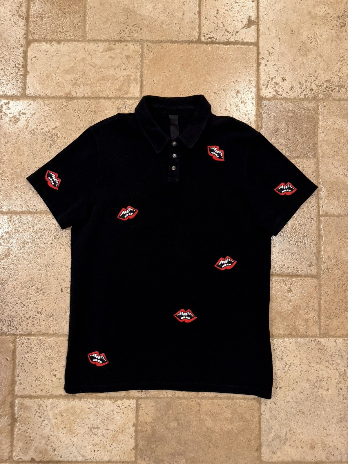Chrome Hearts Chrome Hearts x Matty Boy Chomper Lips Black Polo Shirt Size US M / EU 48-50 / 2 - 20 Thumbnail