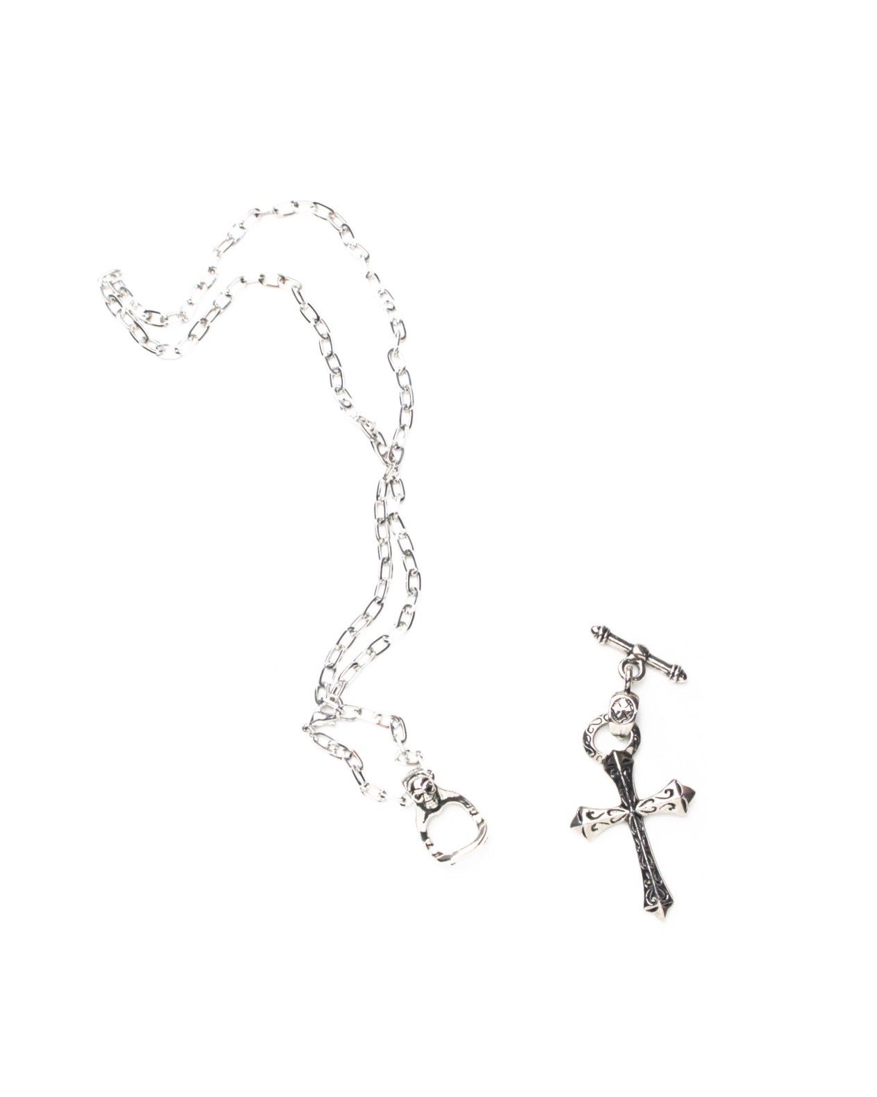 Vintage 2000S JAPANESE MADE SILVER-PLATED SKULL & CROSS NECKLACE Size ONE SIZE - 4 Thumbnail