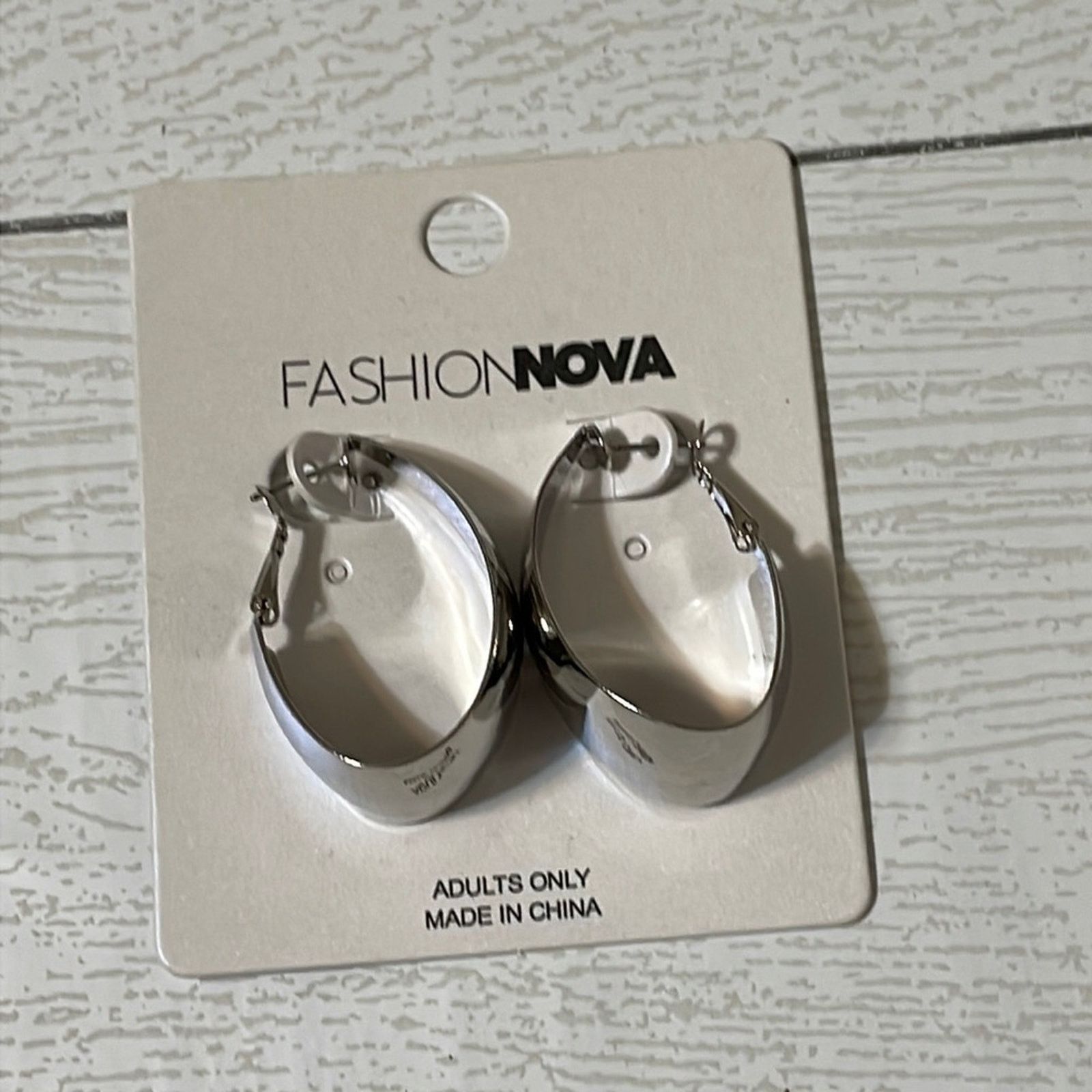 Other FASHION NOVA Silver Crazy Talk Hoop Earrings NWT Size ONE SIZE - 2 Thumbnail