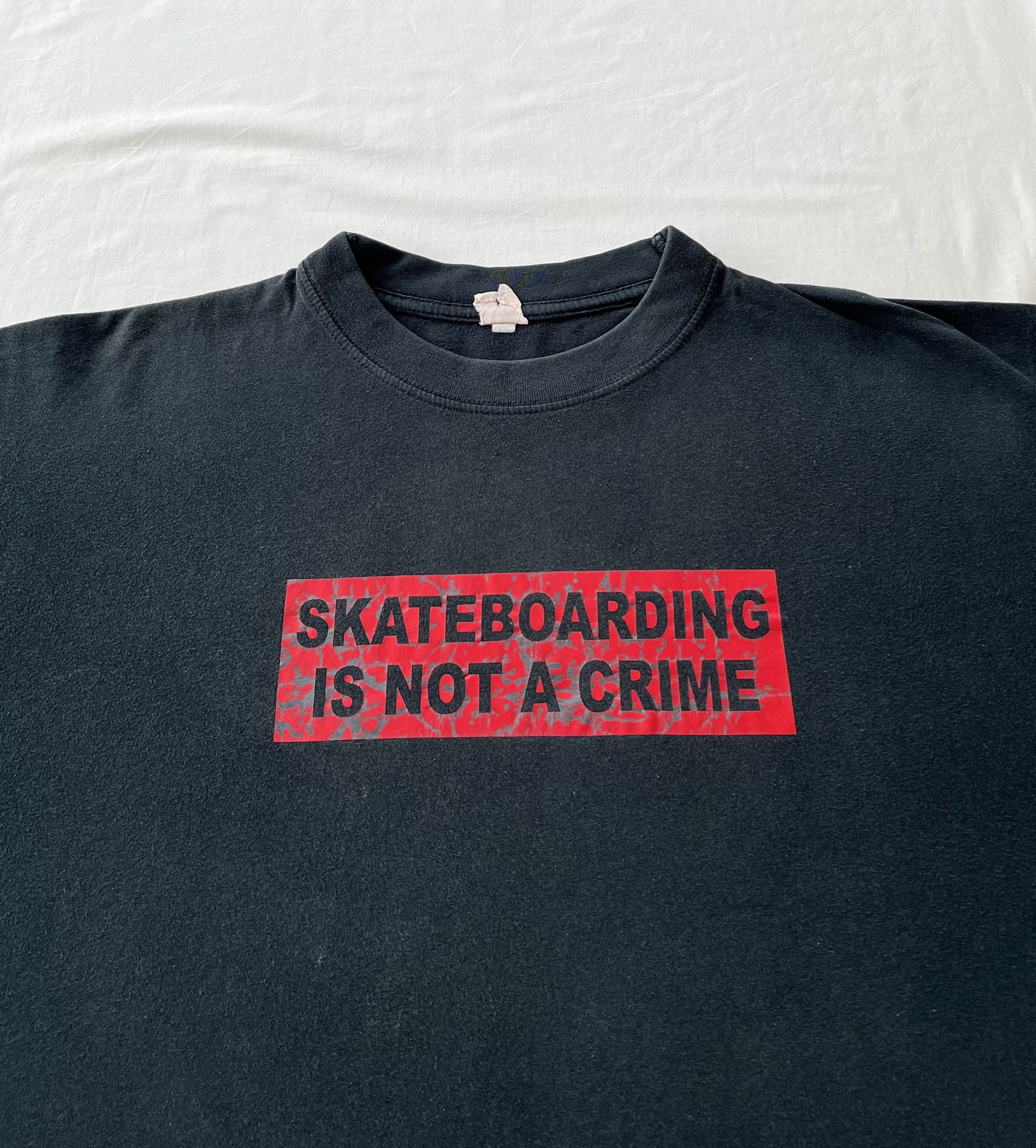 Vintage Vintage 90s Skateboarding is Not a Crime Black T-shirt Size US XL / EU 56 / 4 - 5 Thumbnail