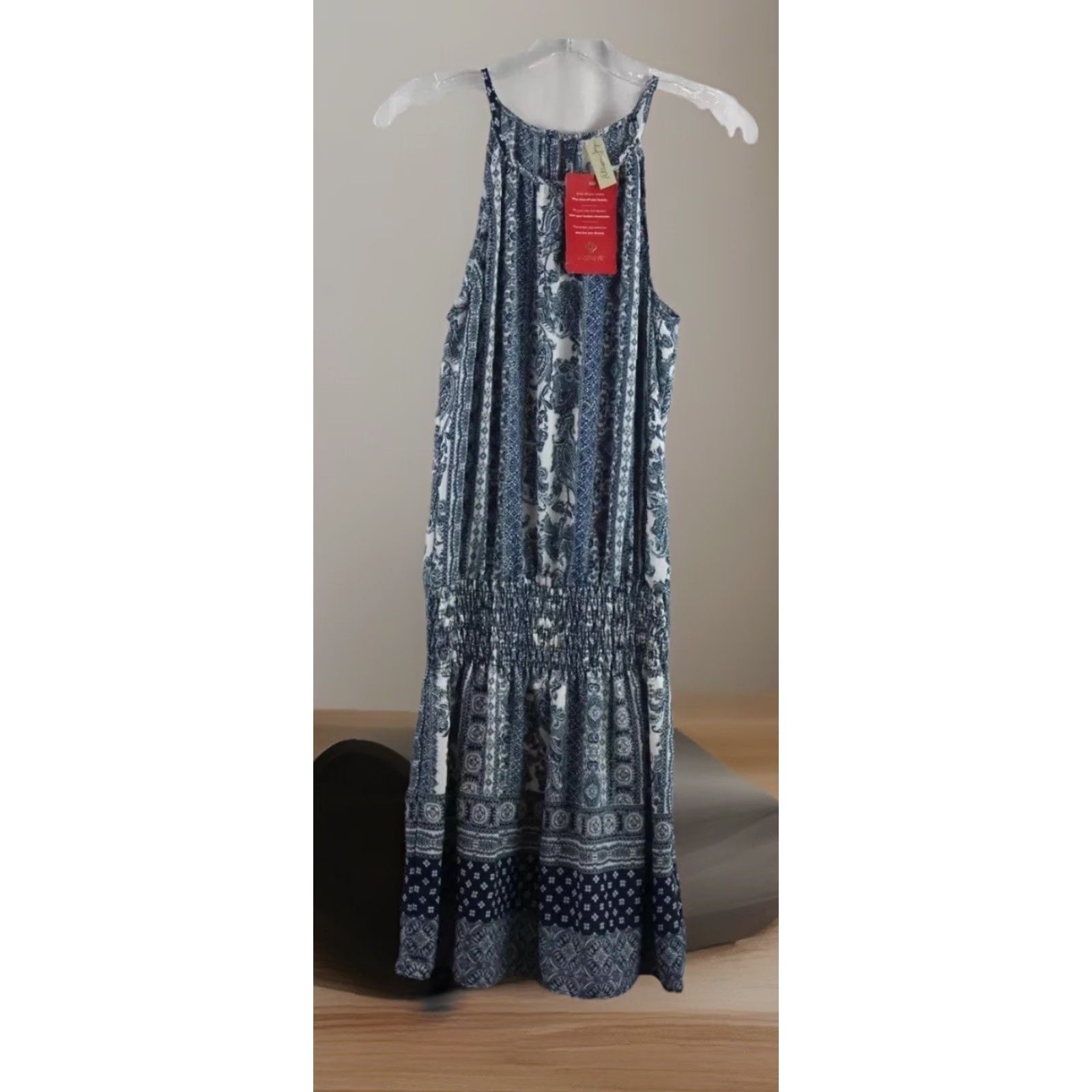 Vintage NEW NWT Allison Joy Blue/White Striped Blouson Dress XS Women Size XS / US 0-2 / IT 36-38 - 2 Thumbnail