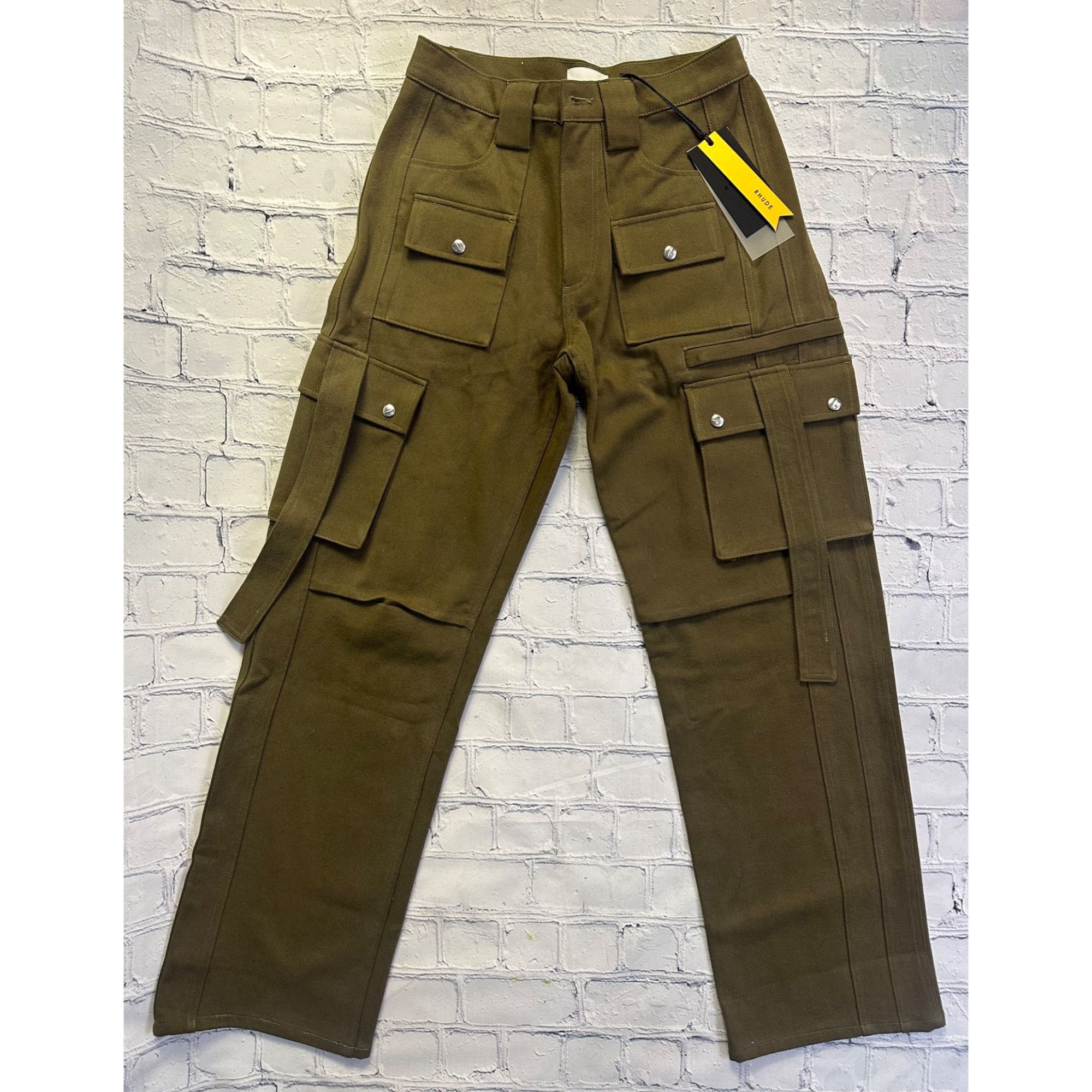 image of Rhude Amaro Twill Cargos in Olive, Men's (Size 38)