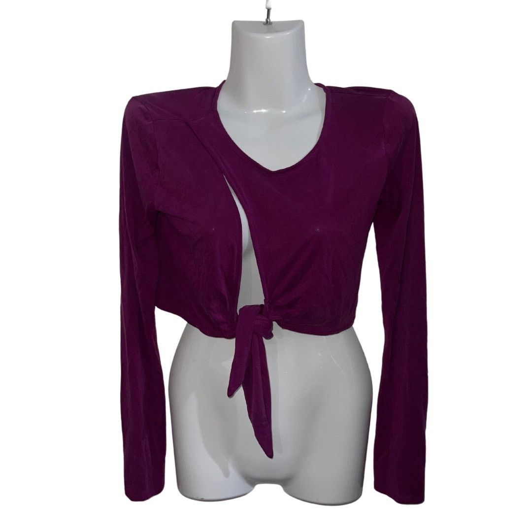 Urban Outfitters Urban Outfitters Elle Keyhole Flare Sleeve Magent wrap top Size S / US 4 / IT 40 - 5 Thumbnail