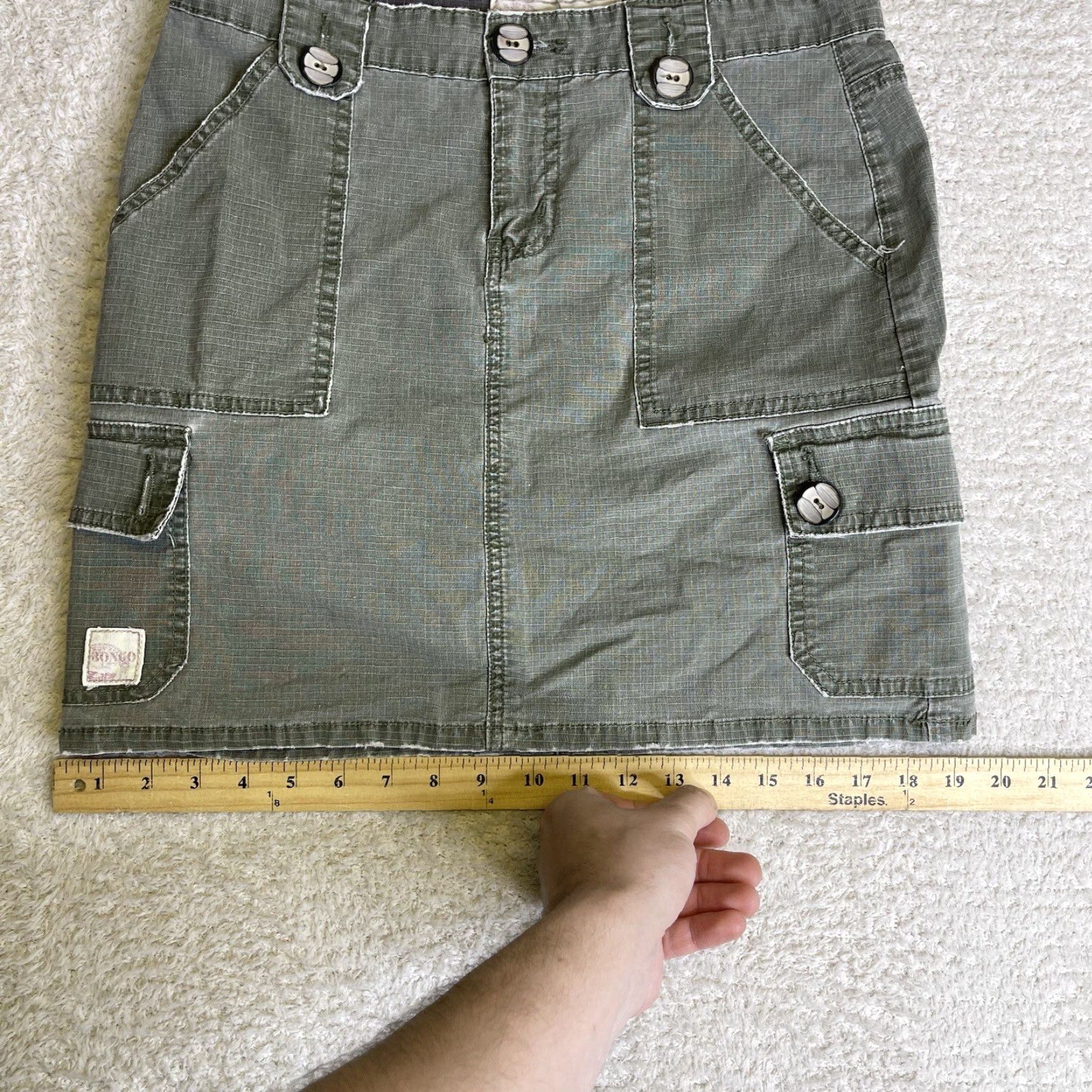 Vintage VINTAGE Bongo Cargo Mini Skirt Women Size 7 Green Rip Stop Grunge 80s 90s Military Rave Skate Size 28" / US 6 / IT 42 - 7 Thumbnail