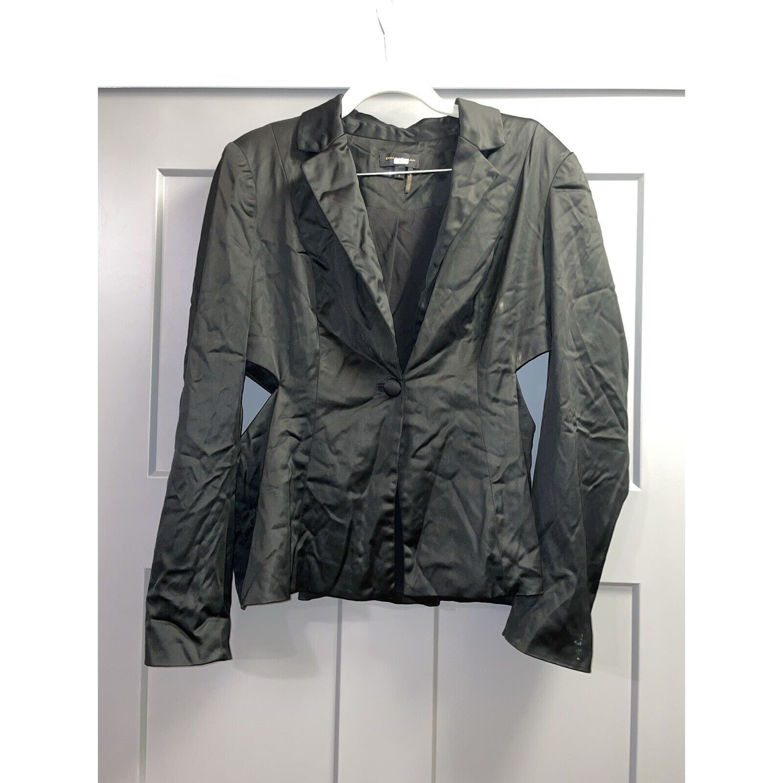 Donna Karan Donna Karan cut out tuxedo satin solid black blazer 8 jacket Size M / US 6-8 / IT 42-44 - 6 Thumbnail