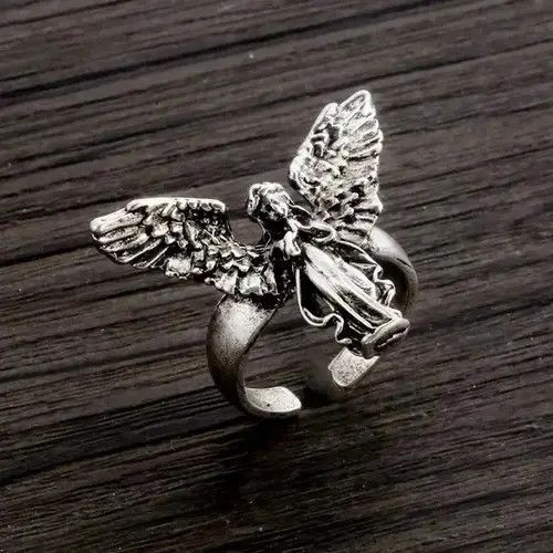 Other Distressed Angel Silver Color Ring Size ONE SIZE - 1 Thumbnail