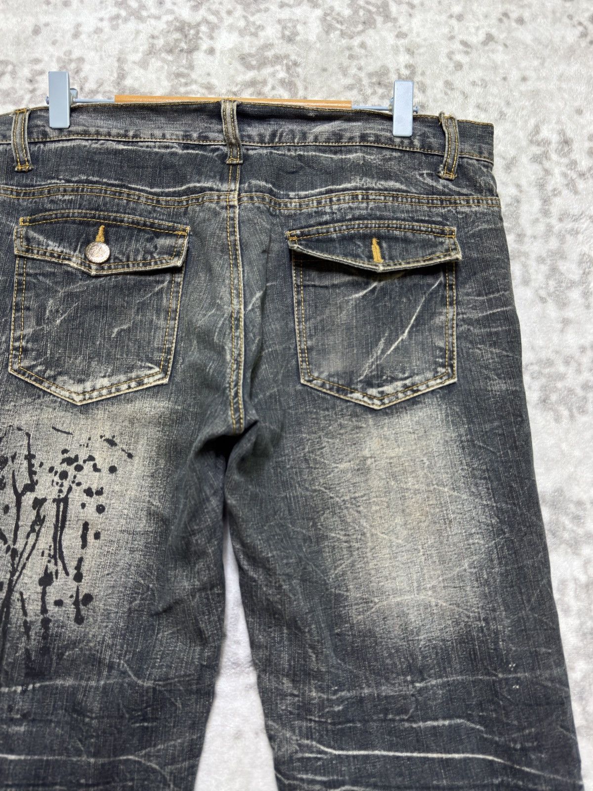 Japanese Brand Vintage Lowbox Flare Acid Wash Paint Splash Distressed Jeans Size US 35 - 11 Thumbnail
