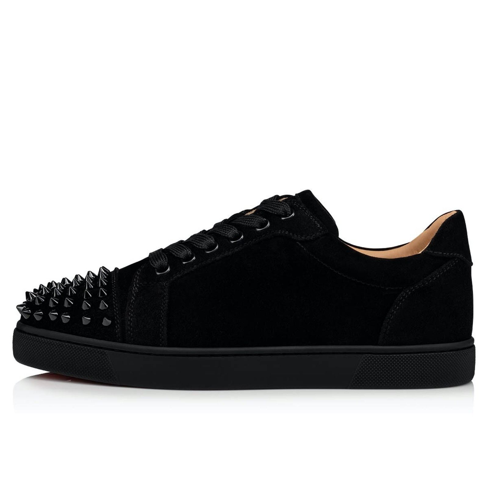 Christian Louboutin Vieira Spikes Flat Black Suede Lace Up Low Top Sneaker 40.5 Size US 10.5 / IT 40.5 - 3 Thumbnail