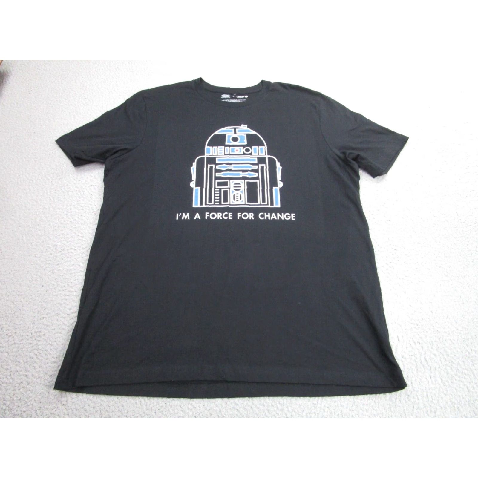 Star Wars R2-D2 Shirt Star Wars Mens 2XL Black T-Shirt Adult XXL Graphic Print Crew Neck Short Sleeve Jersey Cotton Unicef Force For Change Size US XXL / EU 58 / 5 - 2 Thumbnail