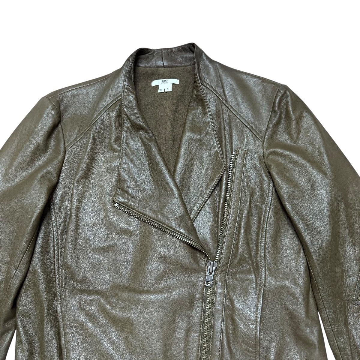 Helmut Lang Helmut Lang Leather Biker Jacket Green Washed Size M / US 6-8 / IT 42-44 - 3 Thumbnail