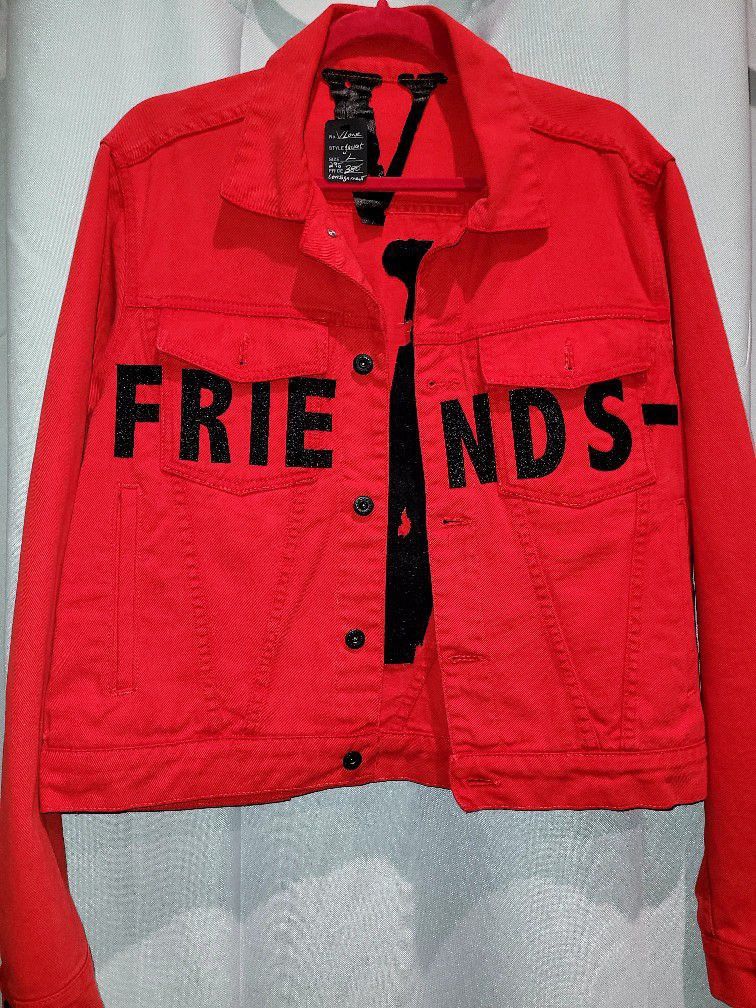 Image of Vlone Red Denim Jacket, Men's (Size Small)