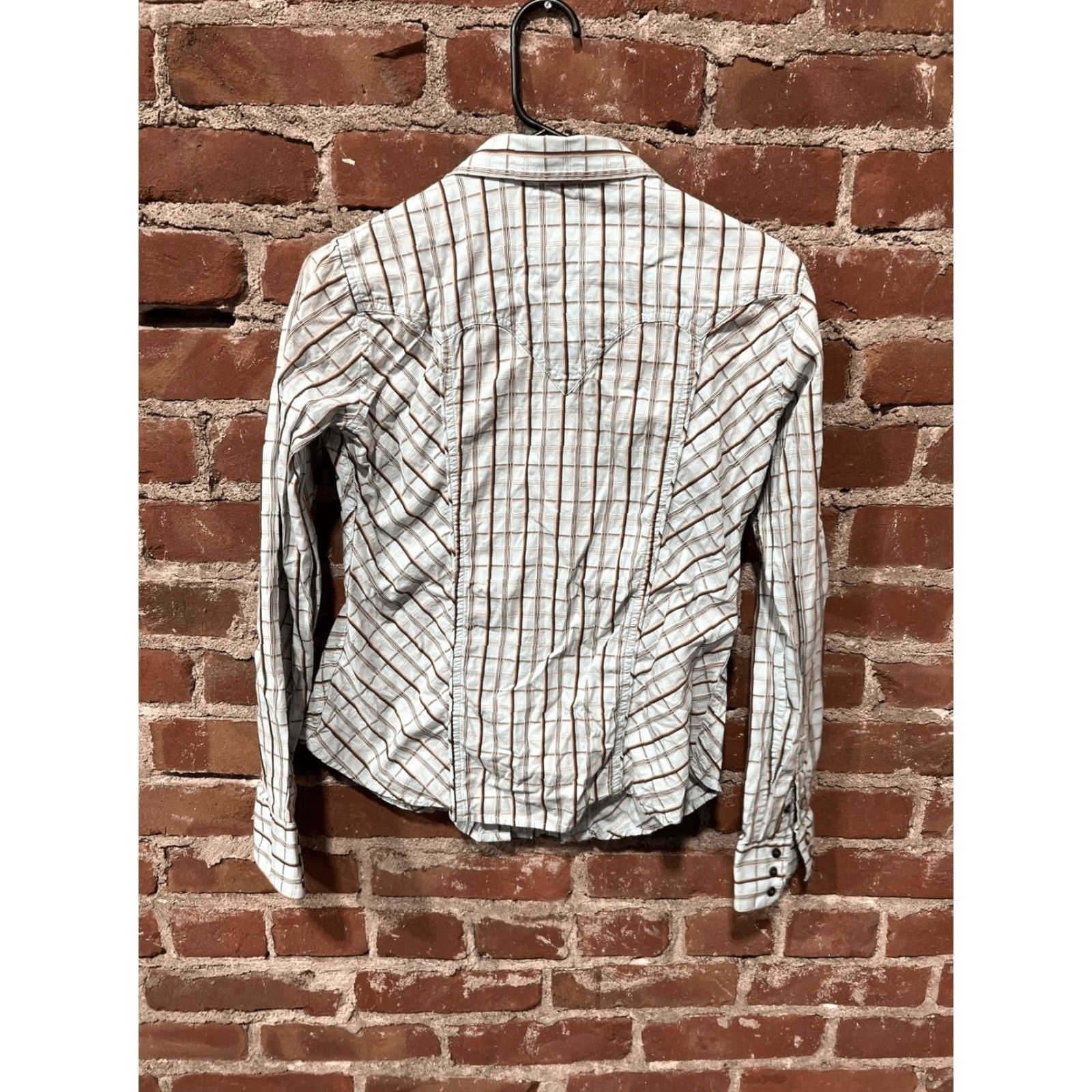 Vintage VINTAGE Panhandle Slim Womens Blouse Long Sleeve Collared Snap Pearl Green Blue Size M Shirt Womens Size M / US 6-8 / IT 42-44 - 3 Thumbnail