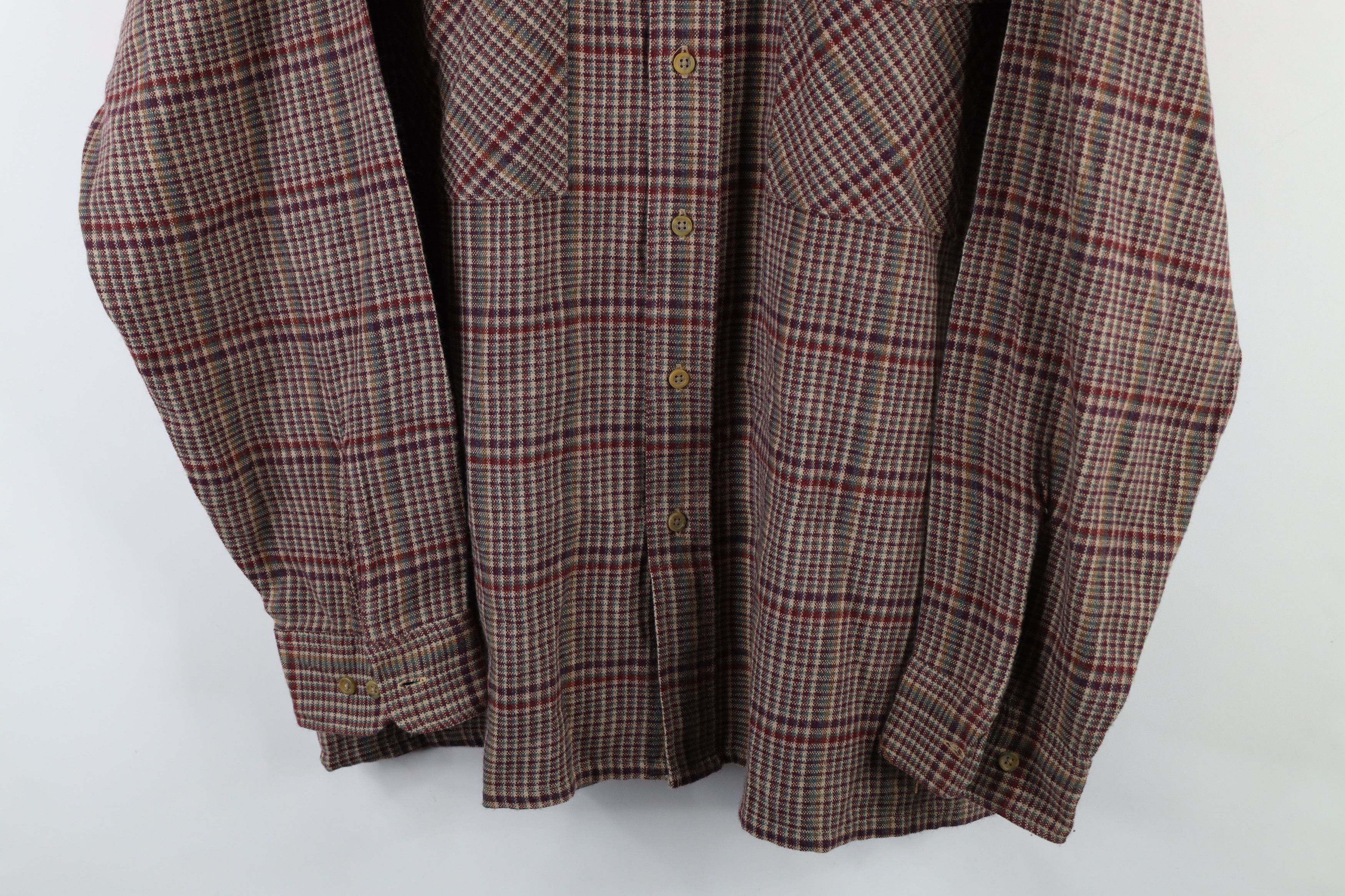 Vintage Vintage 90s Streetwear Plaid Knit Collared Button Shirt Size US XL / EU 56 / 4 - 3 Thumbnail