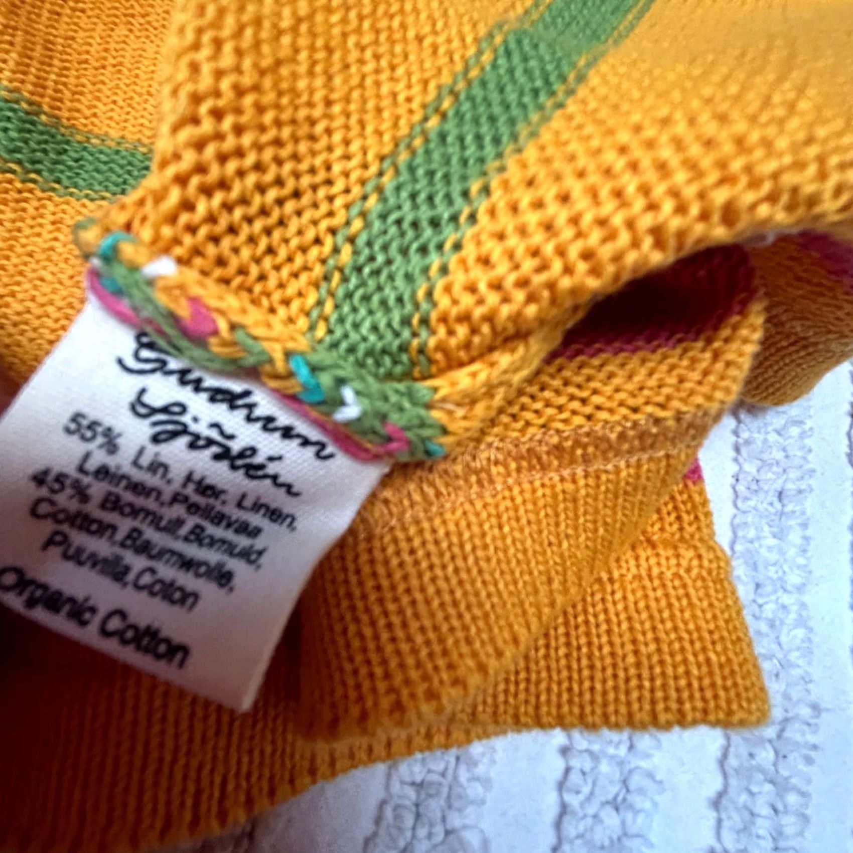 Vintage Gudrun Sjoden Women's 3/4 Sleeve Striped Pullover Knit Sweater Orange XL New Size XL / US 12-14 / IT 48-50 - 4 Thumbnail