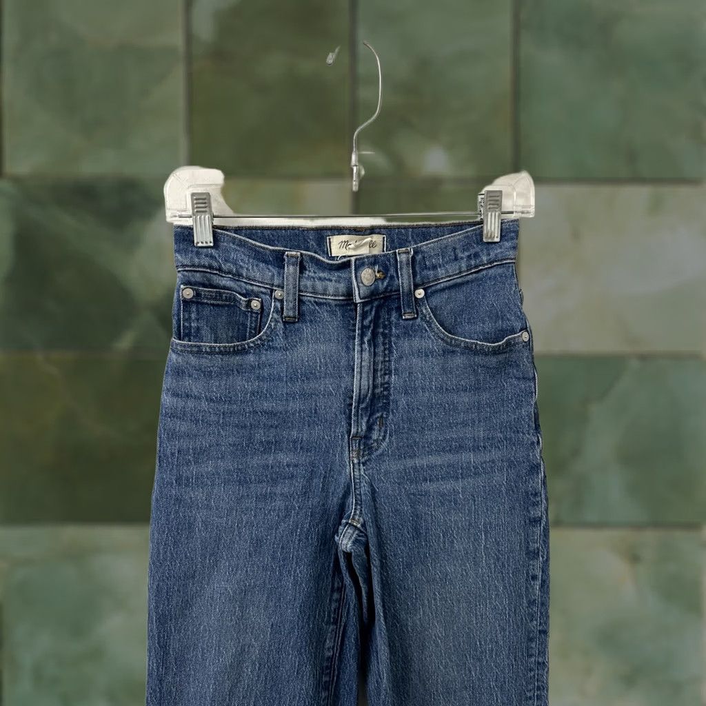 Madewell Madewell The Perfect Vintage Wide-Leg Jeans Womens 24x28 Medium Wash Denim High Rise Regular 5-Pocket Zip Button Pockets Leather Patch Blue Stretch Size 42" / US 20 - 1 Thumbnail