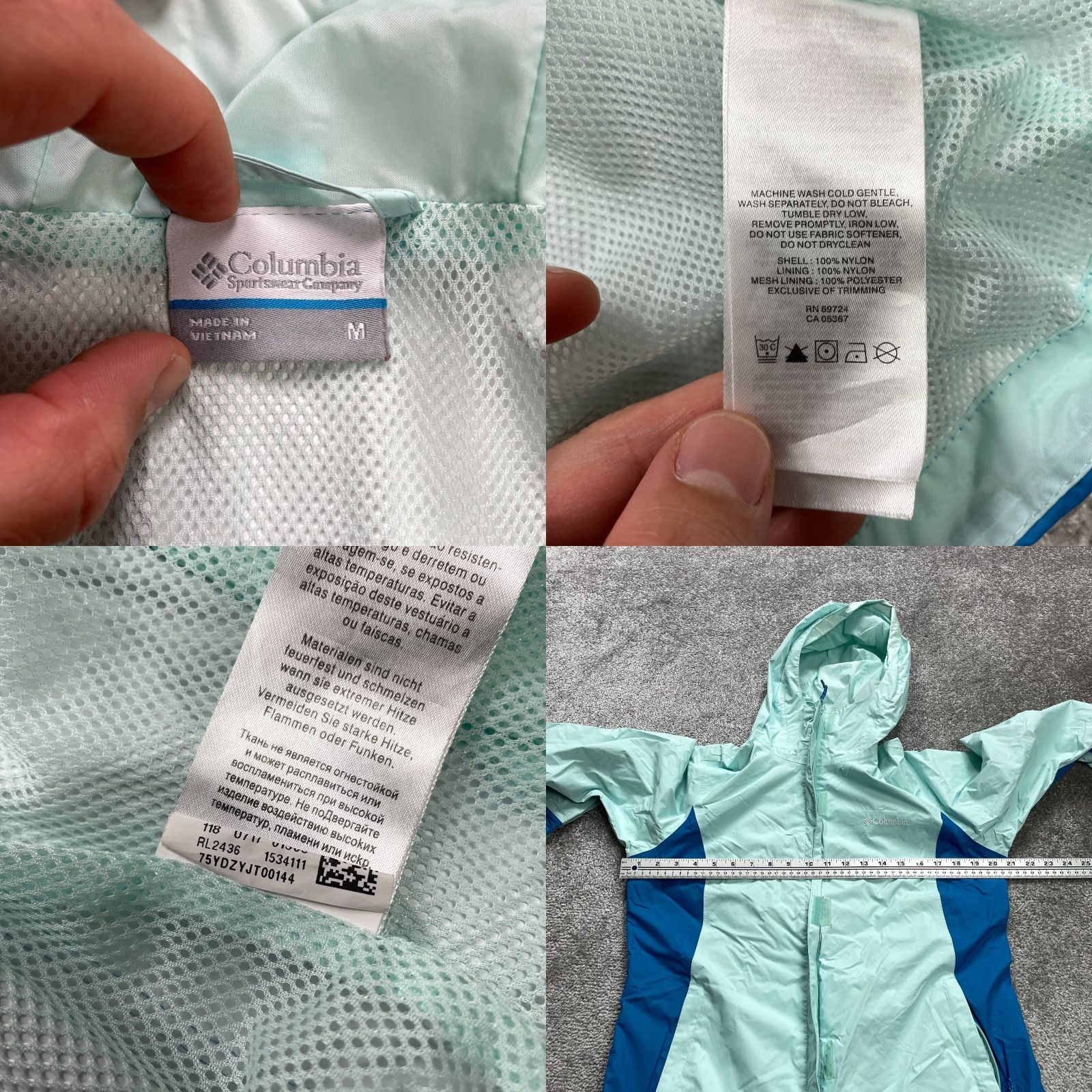Vintage Columbia Omni Tech Windbreaker Jacket Womens Medium Blue Green Full Zip Size M / US 6-8 / IT 42-44 - 8 Thumbnail