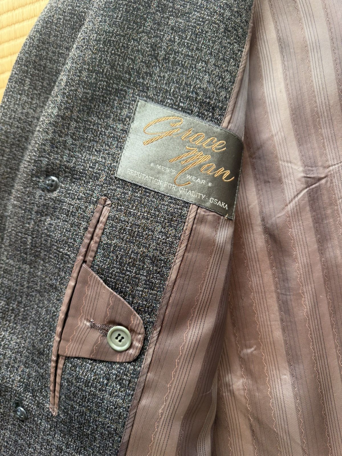 Other 1960s–70s Japanese Rasha Wool Coat – Gray Check Size US L / EU 52-54 / 3 - 7 Thumbnail
