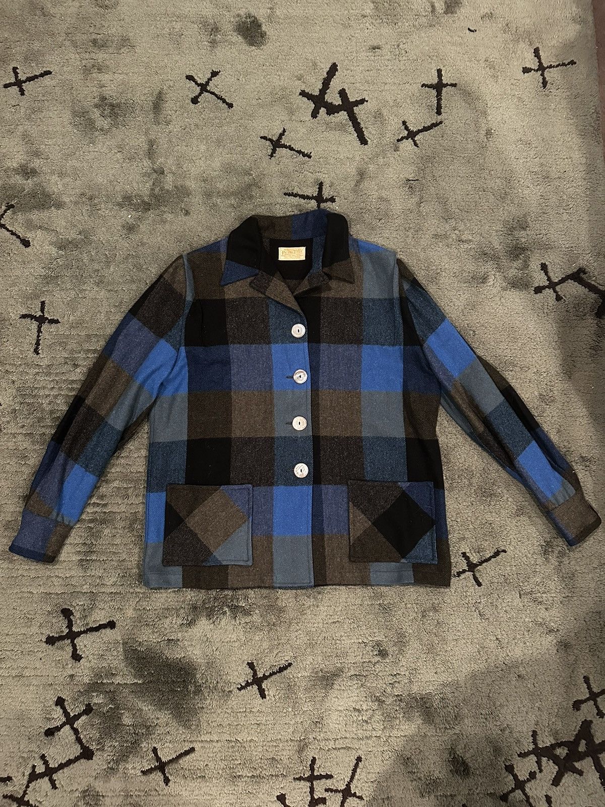 Pendleton × Vintage Vintage 40s 50s Pendleton 49er Jacket Wool Blue Black Plaid Size US L / EU 52-54 / 3 - 1 Thumbnail