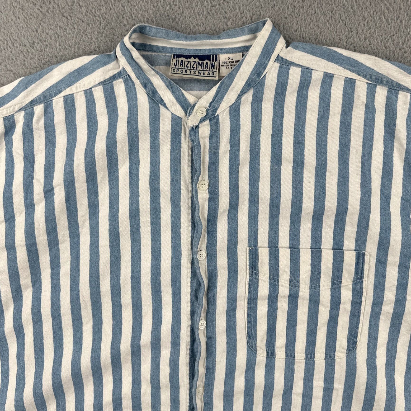 Vintage VINTAGE Jazzman Sportswear 90s XL Long Sleeve Button-Up Shirt Blue White Stripes Size US XL / EU 56 / 4 - 5 Thumbnail