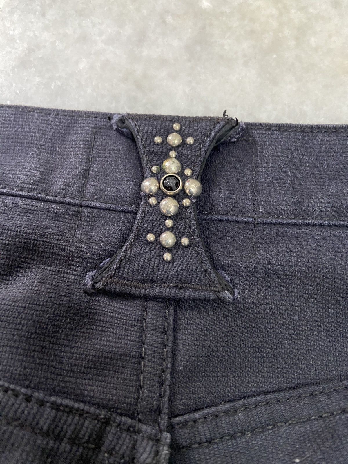Japanese Brand SKULL FLIGHT Type2 Stretch Leather Pocket Flare Jeans Size US 35 - 6 Thumbnail