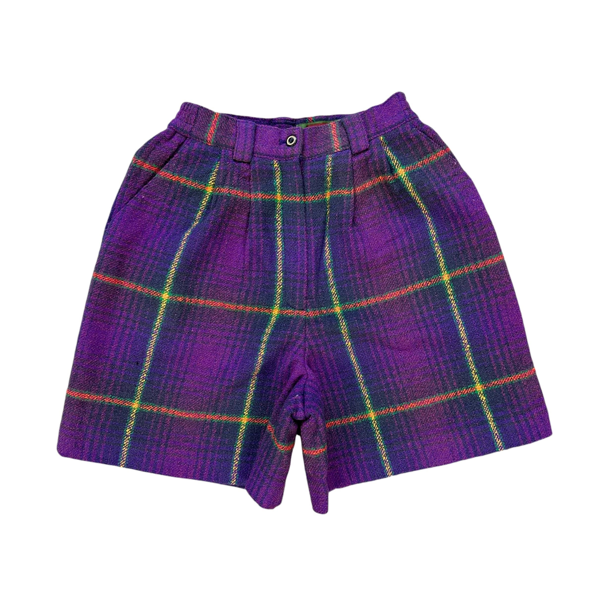 Kenzo KENZO Checked Purple Shorts Elastic Waist W23-26 #A61-1406 Size 26" / US 2 / IT 38 - 1 Thumbnail