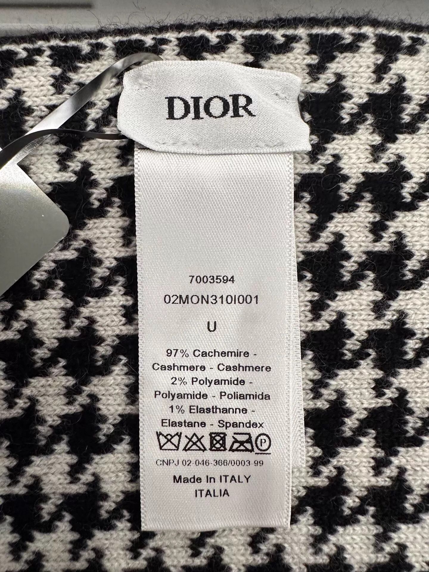 Dior Dior 30 Montaigne B&W Houndstooth Logo Cashmere Scarf Size ONE SIZE - 7 Thumbnail