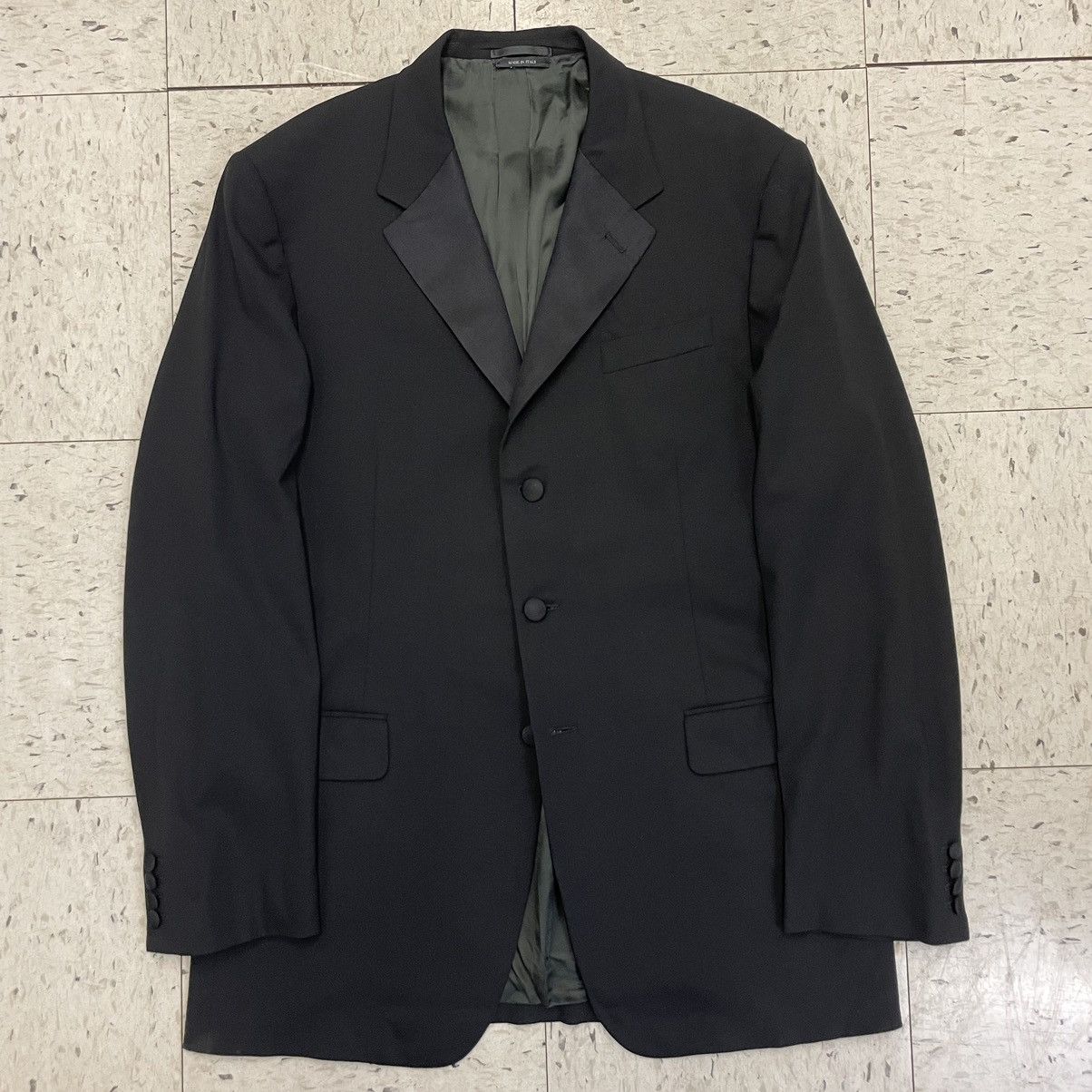 Prada Tuxedo Jacket 3 Button Wool Silk Lapel Notch Italy Size 42L - 1 Thumbnail