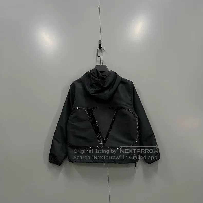 Valentino Valentino Black big logo hooded jacket Size S / US 4 / IT 40 - 2 Thumbnail