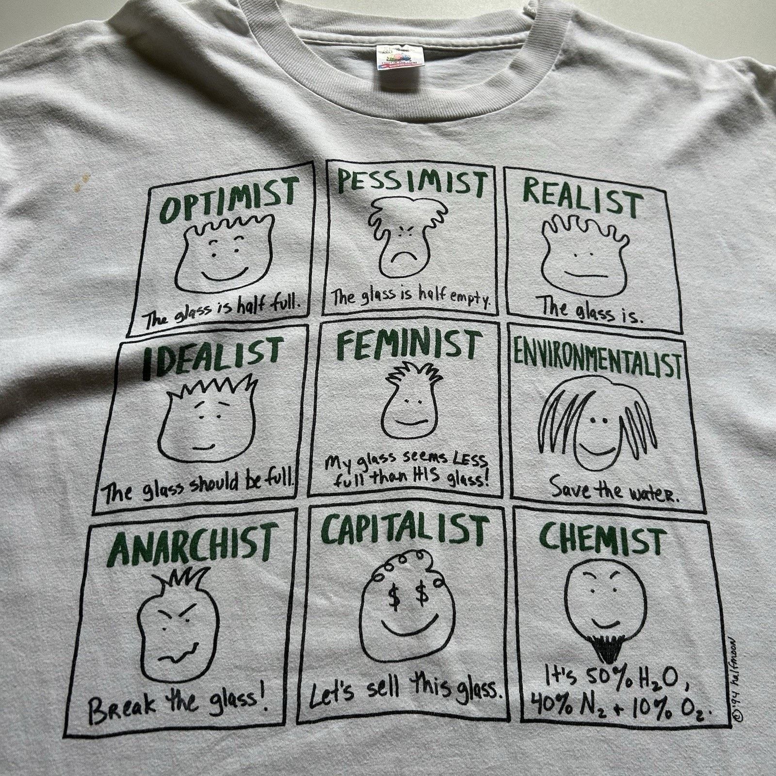 Fruit Of The Loom Vintage 90s Funny T Shirt XL Life Perspective View Art Rare Size US XL / EU 56 / 4 - 3 Thumbnail