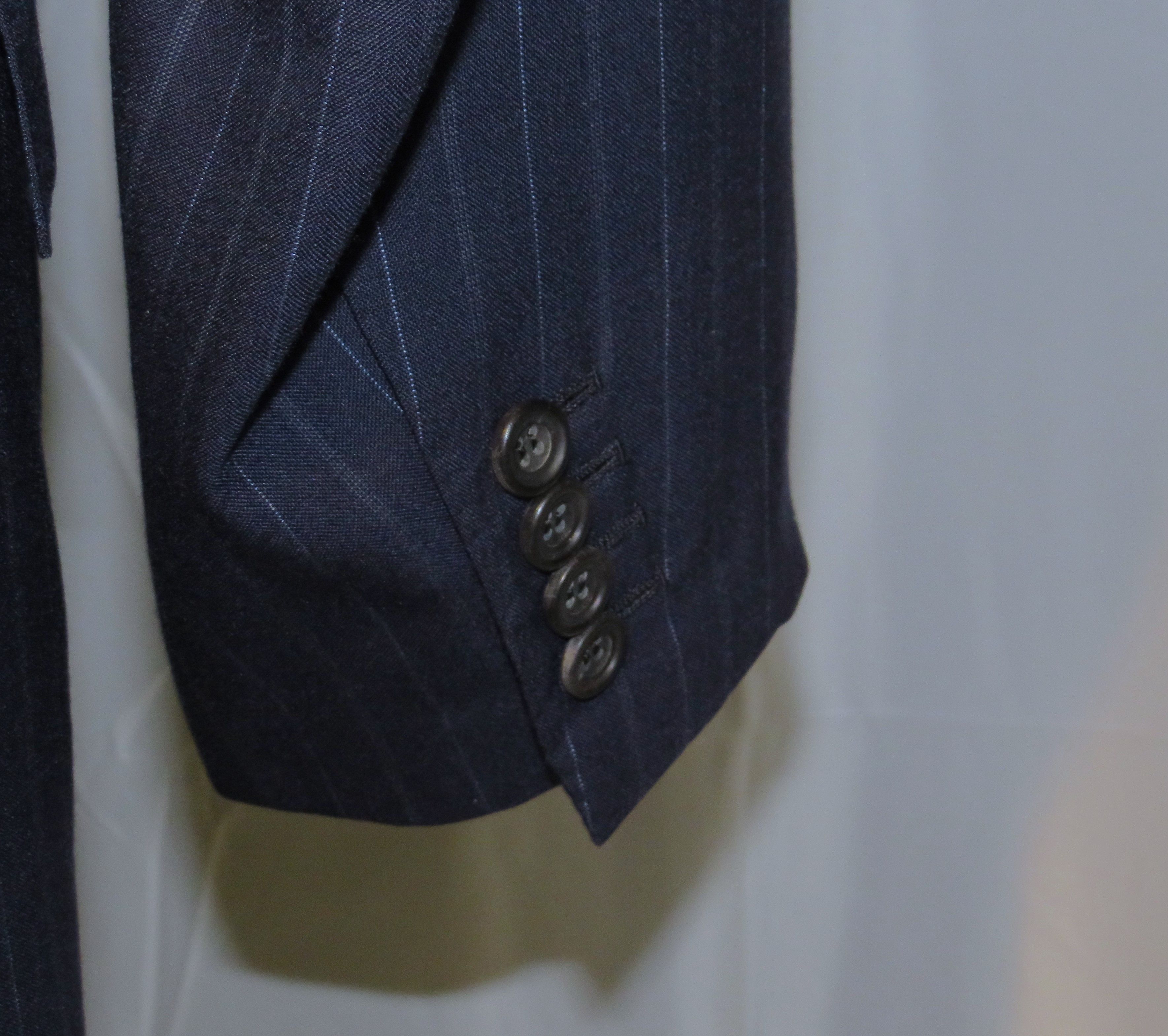 Kiton 100% Cashmere Navy Blue Striped Two Button Suit 43R Size 44R - 10 Thumbnail